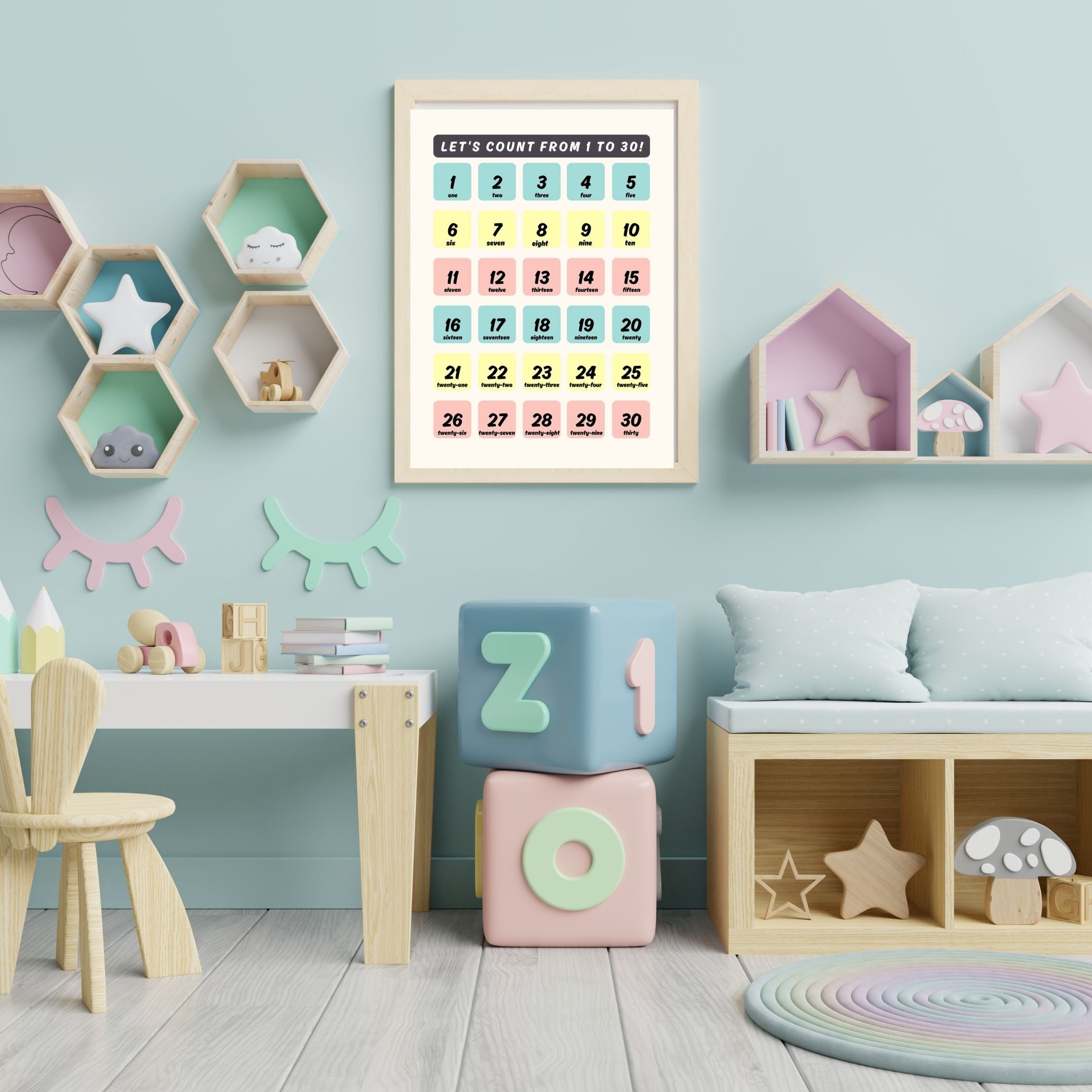Number Wall Art for Kids 11+ sizes, Counting Poster Printable, Educational Nursery Decor, Preschool Learning Print, Math Wall Art, Digital Download|ke2-7