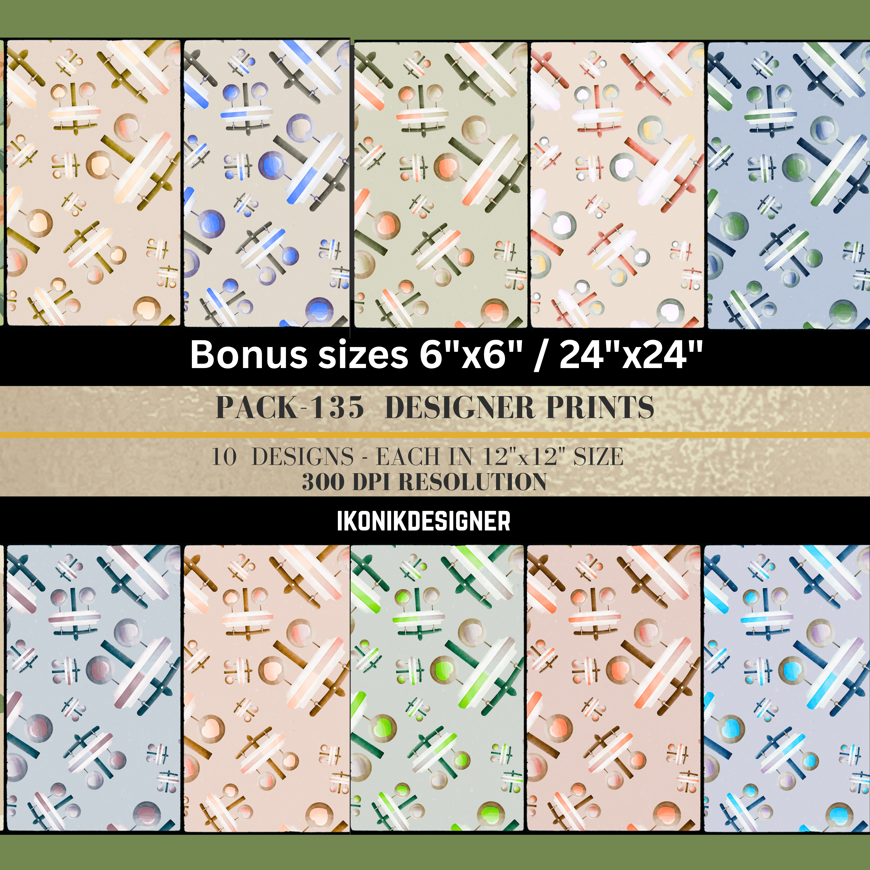 Commercial use Modern Seamless Pattern Bundle – Digital Papers for Business &amp; Products  Instant Download | High-Resolution 12x12 + Bonus Sizes|135c