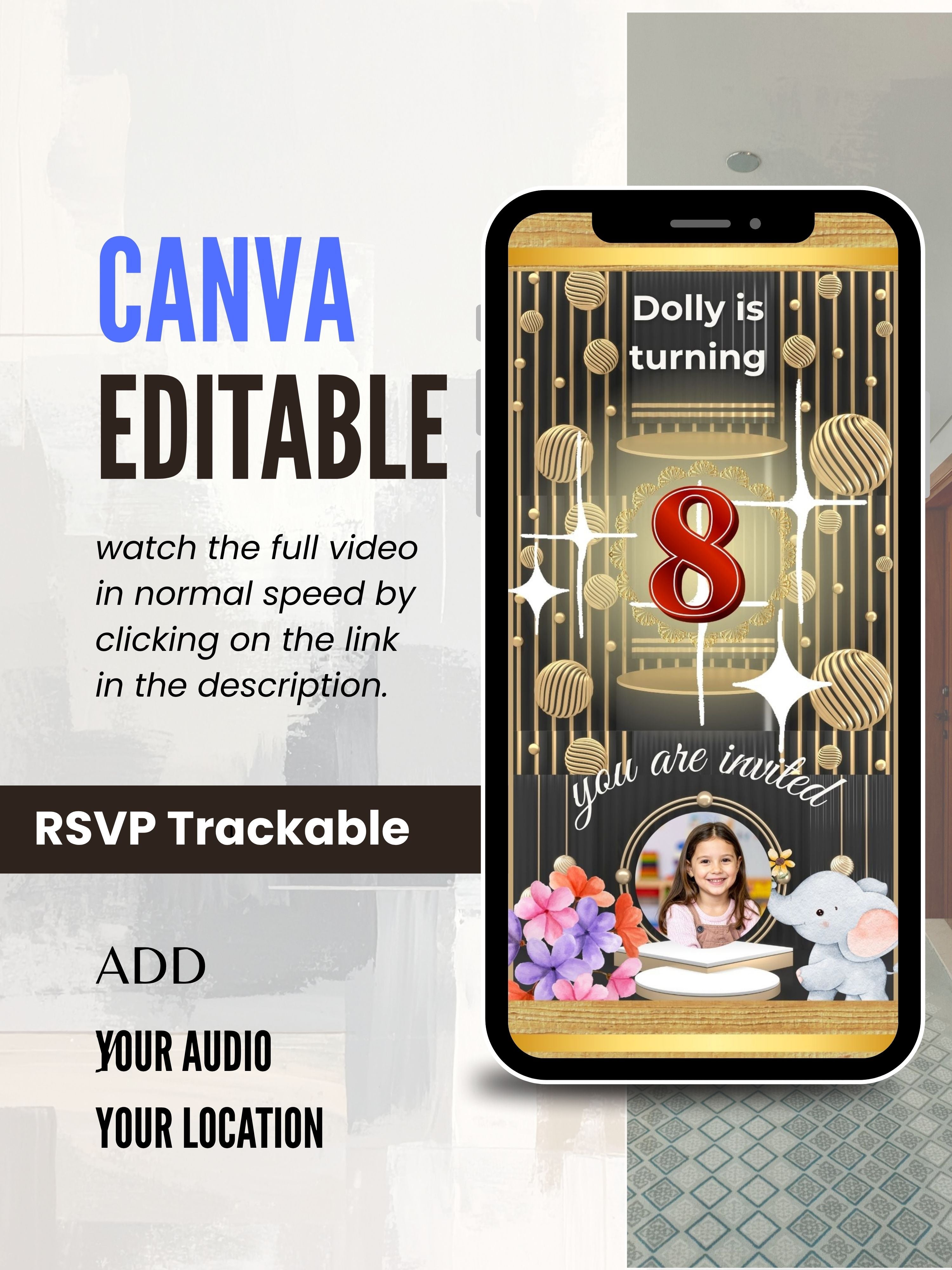 Commercial use NATURE THEME Editable Birthday Video Invitation | Canva Pro Template | Woodland Kids Party Invite | Instant Download|ki6c
