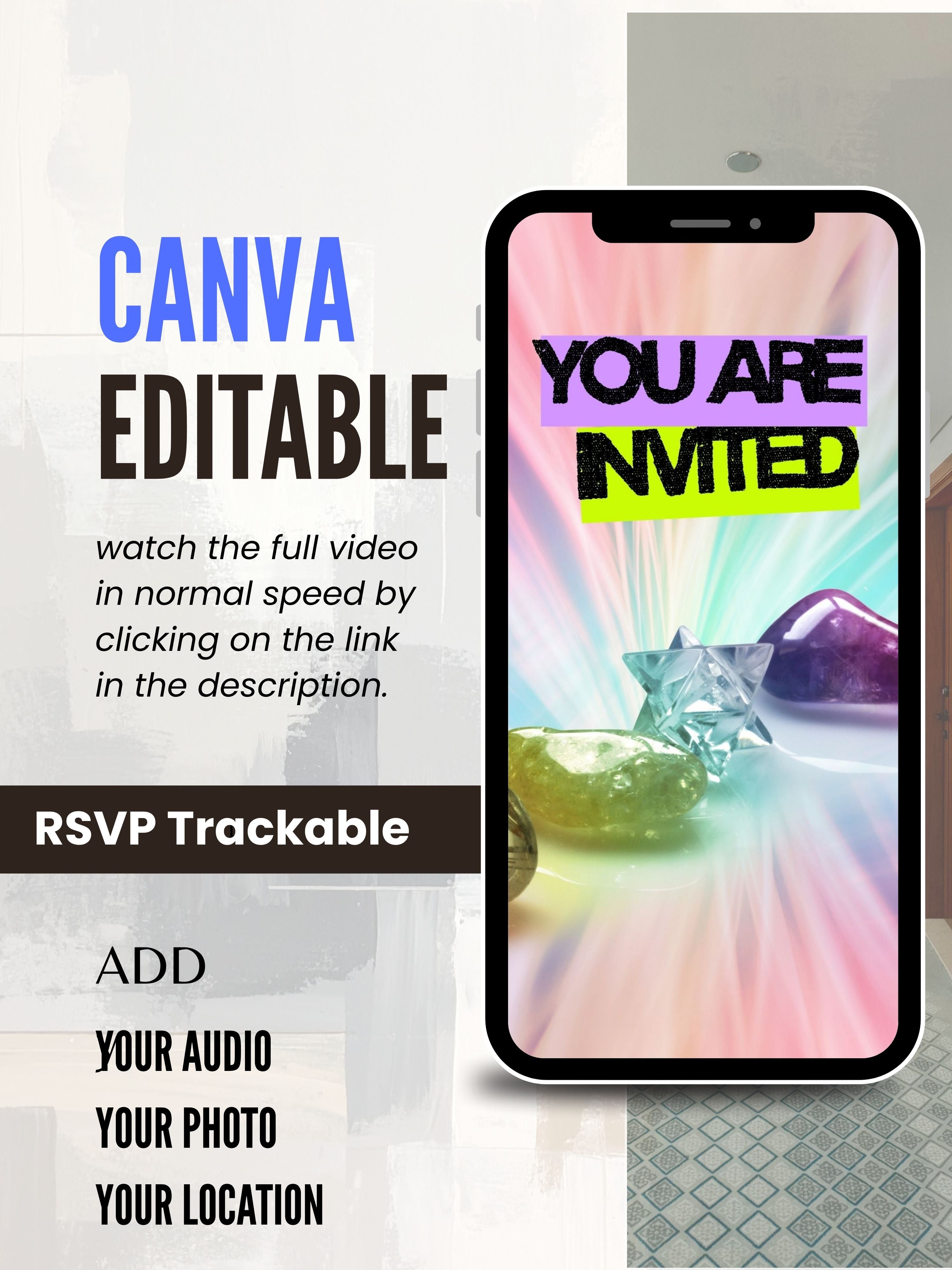 NATURE THEME Editable Birthday Video Invitation | Canva Pro Template | Woodland Kids Party Invite | Photo, Music, QR Code | Instant Download|ki16