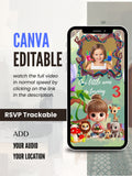 Safari Animal Birthday Video Invitation | Editable Canva Template | Kids Party Invite | Download