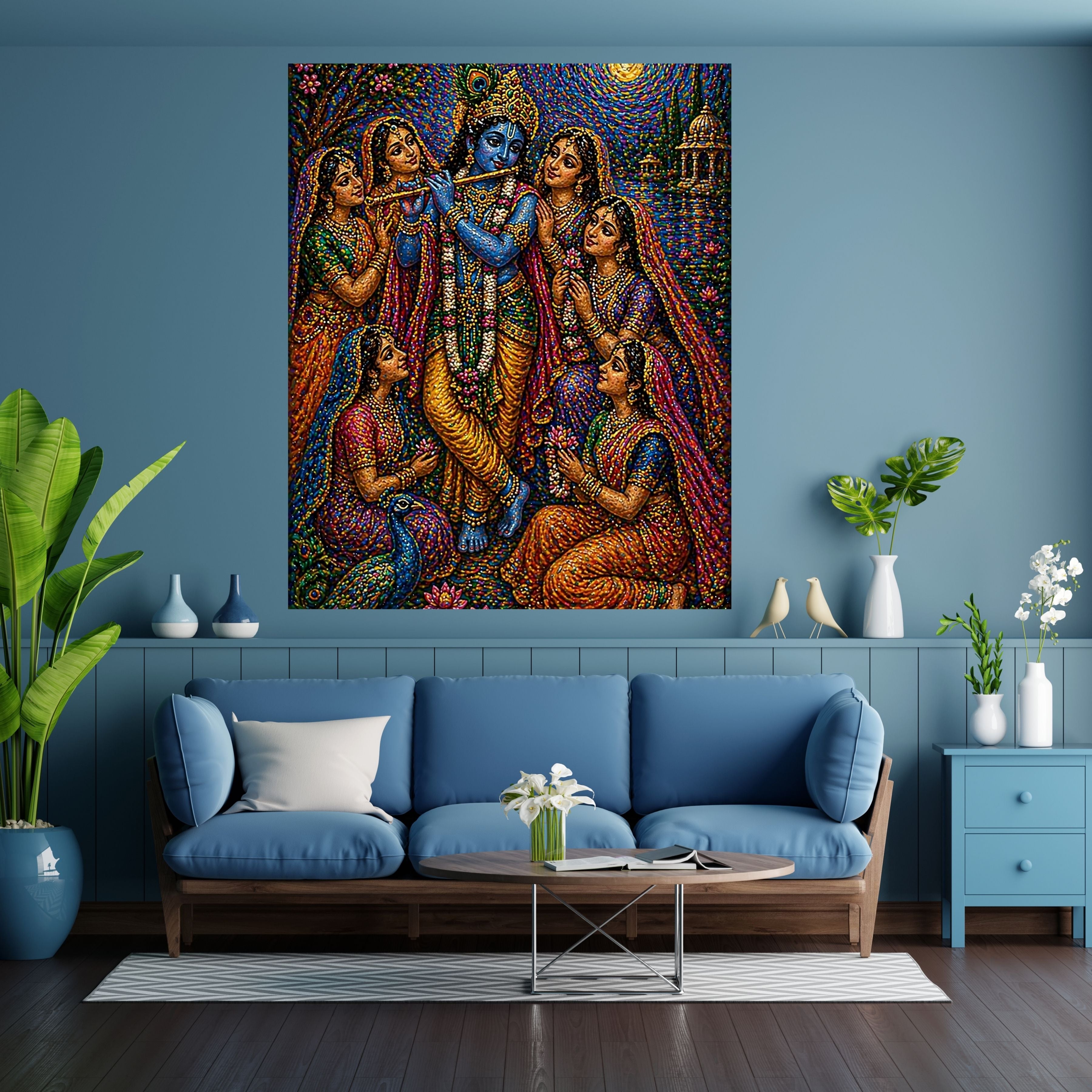 Lord Krishna Wall Art Printable, Krishna Digital Download, Hindu Wall Decor, Spiritual Home Decor, Pooja Room Art, Krishna Poster, Temple Artwork|sp54