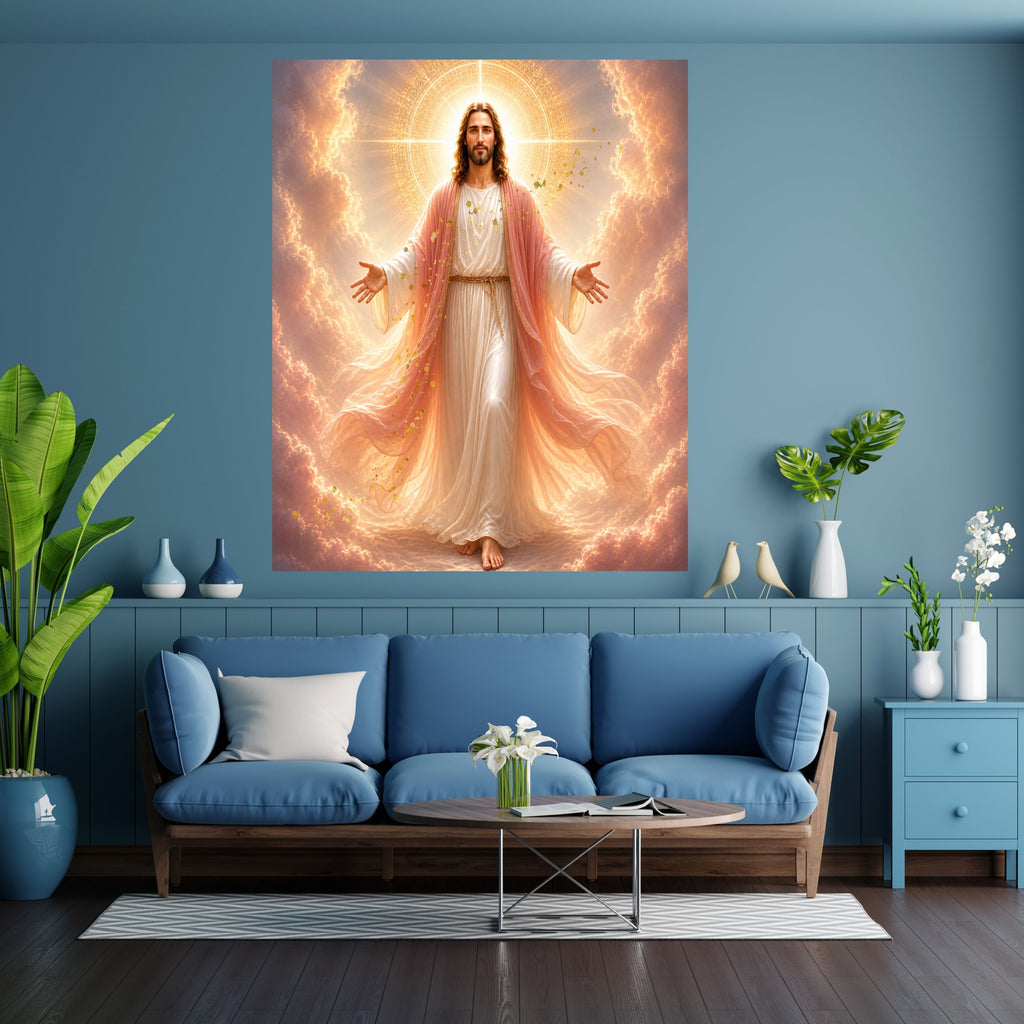 Jesus Arms Wide Open Printable Commercial Use | Redeemer Welcome Embrace Peach Mantle Resell License | POD Mandala Halo Amber Glory Christ Etsy Bundle