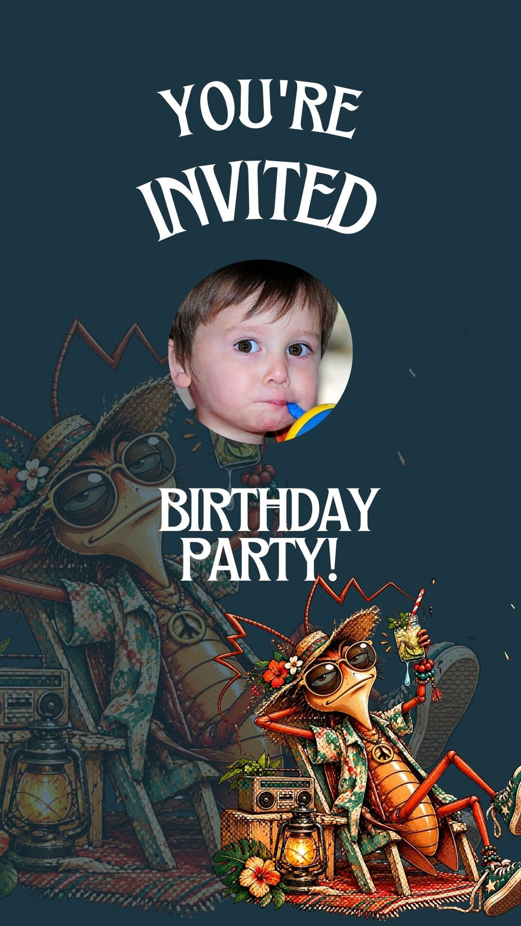 Cockroach Kids Birthday Video Invitation | Editable Canva Template | Bug Party Digital Invite