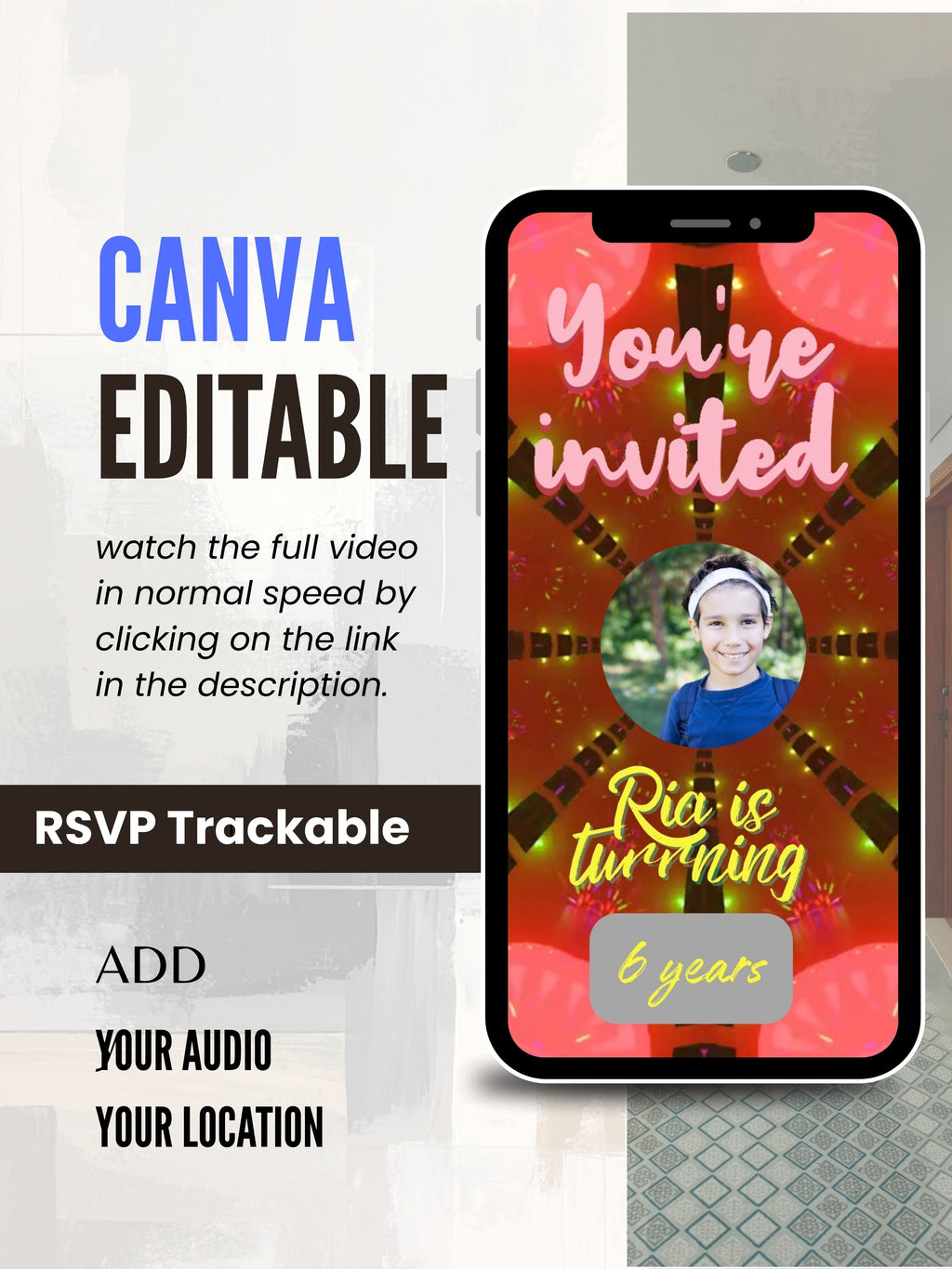 ANIMAL THEME Birthday Invitation Video | Editable Canva pro Template | Kids Party Invite | ki1