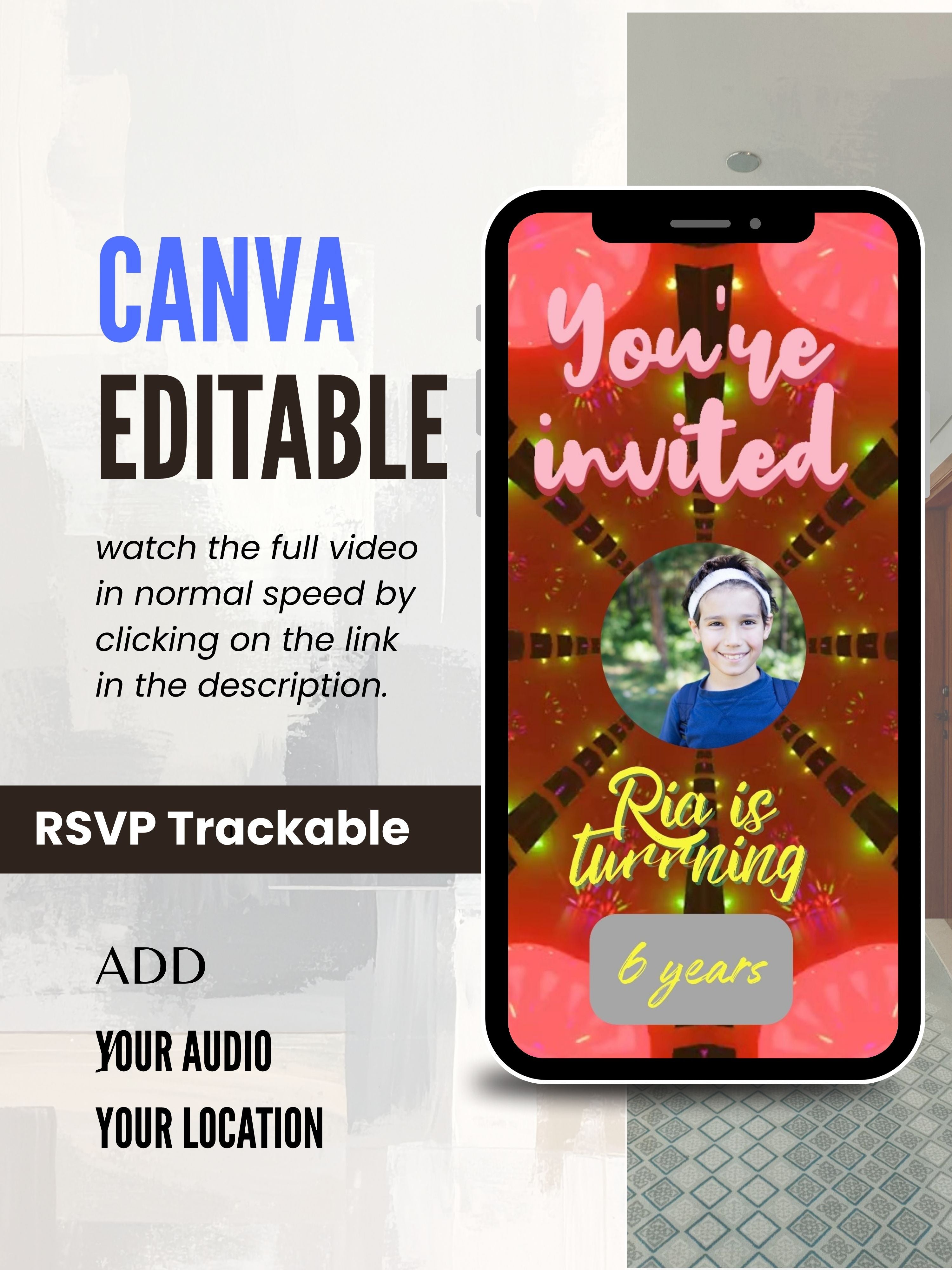 ANIMAL THEME Birthday Invitation Video | Editable Canva pro Template | Kids Party Invite | ki1
