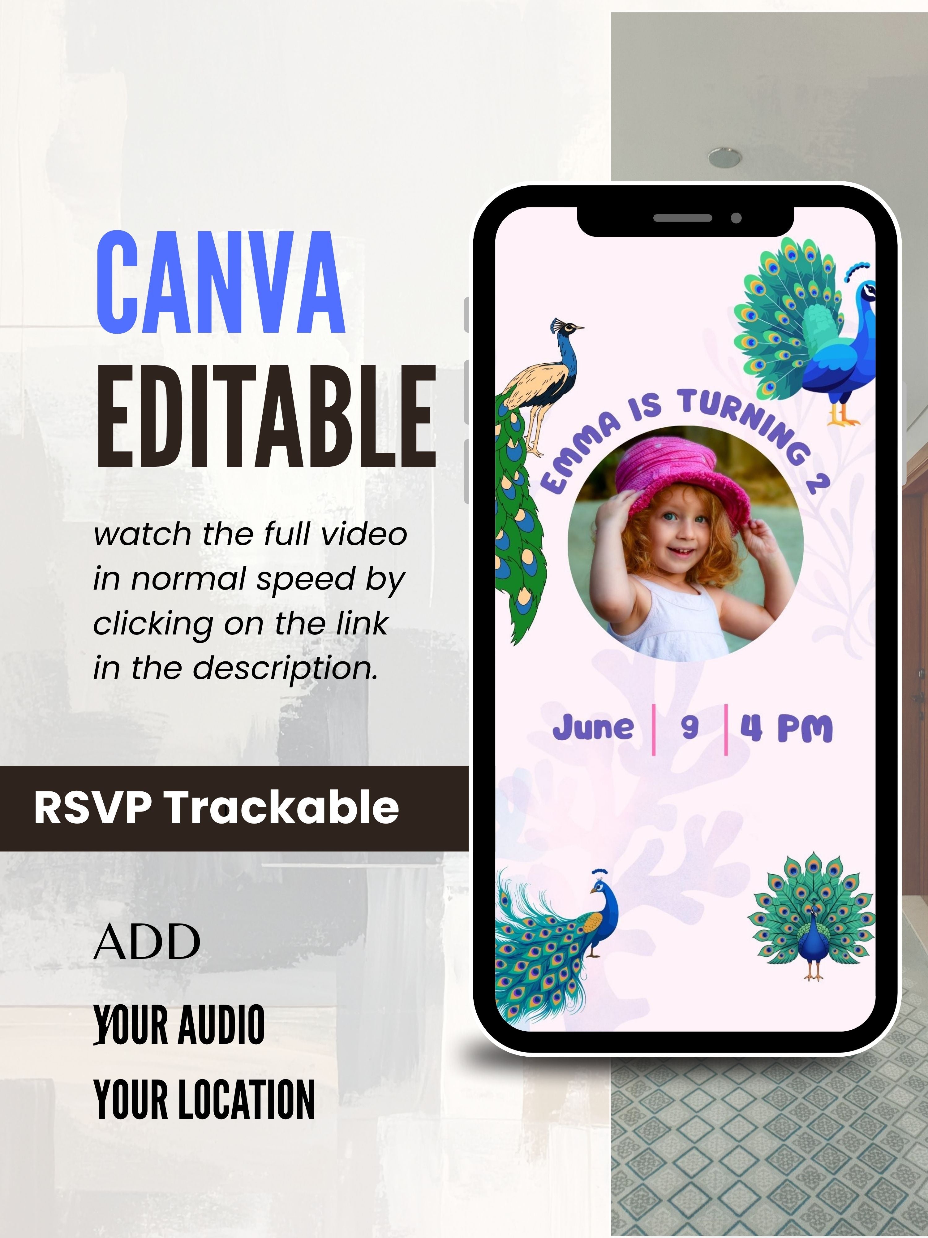ANIMAL THEME Birthday Invitation Video | Editable Canva pro Template | Kids Party Invite | ki22