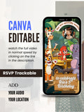 commercial use ANIMAL THEME Birthday Invitation Video | Editable Canva pro Template | Kids Party Invite | ki3c