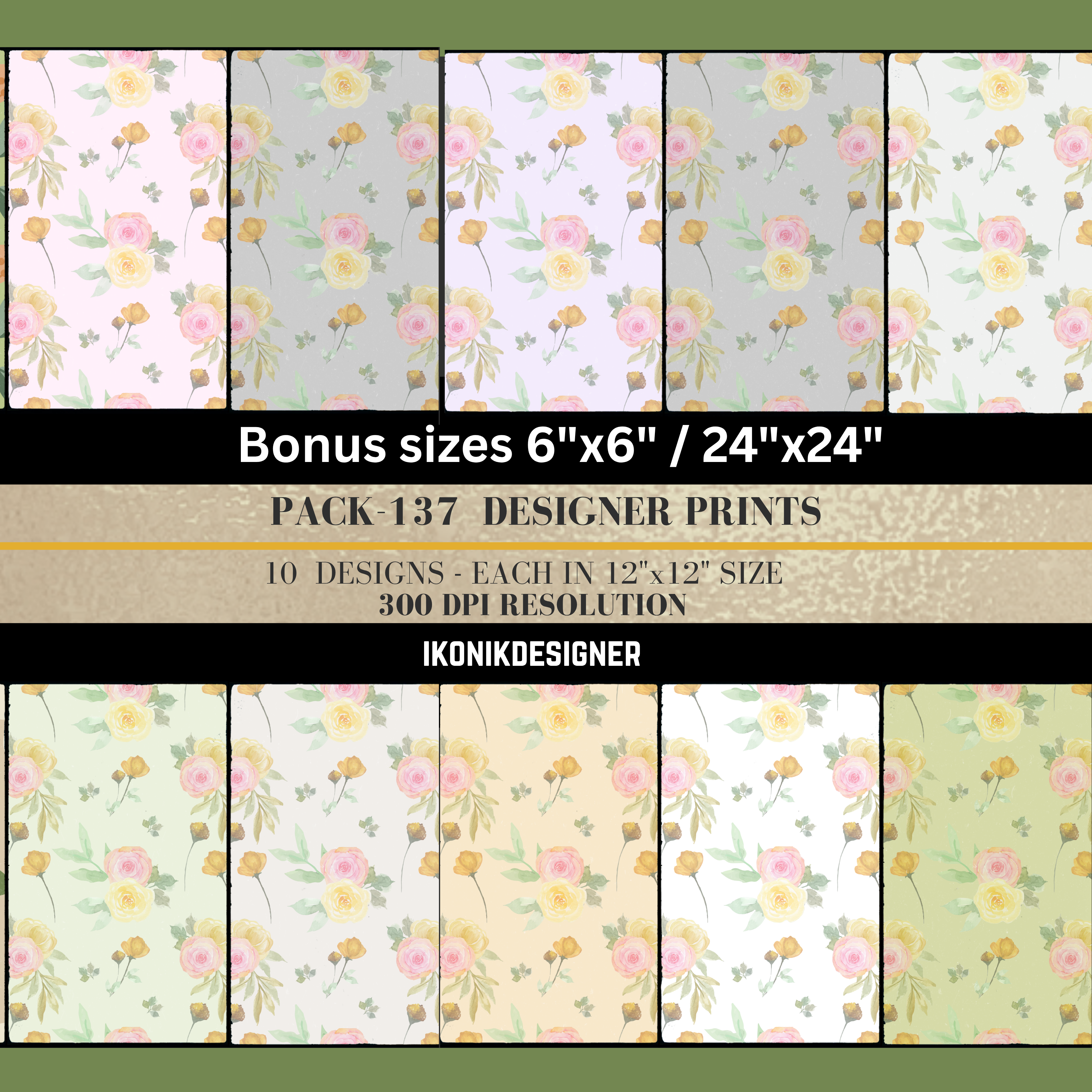 Commercial use Seamless Floral Pattern Bundle Botanical Digital Paper Pack, Flower Repeat Background, POD Design, Printable Fabric Pattern|137c