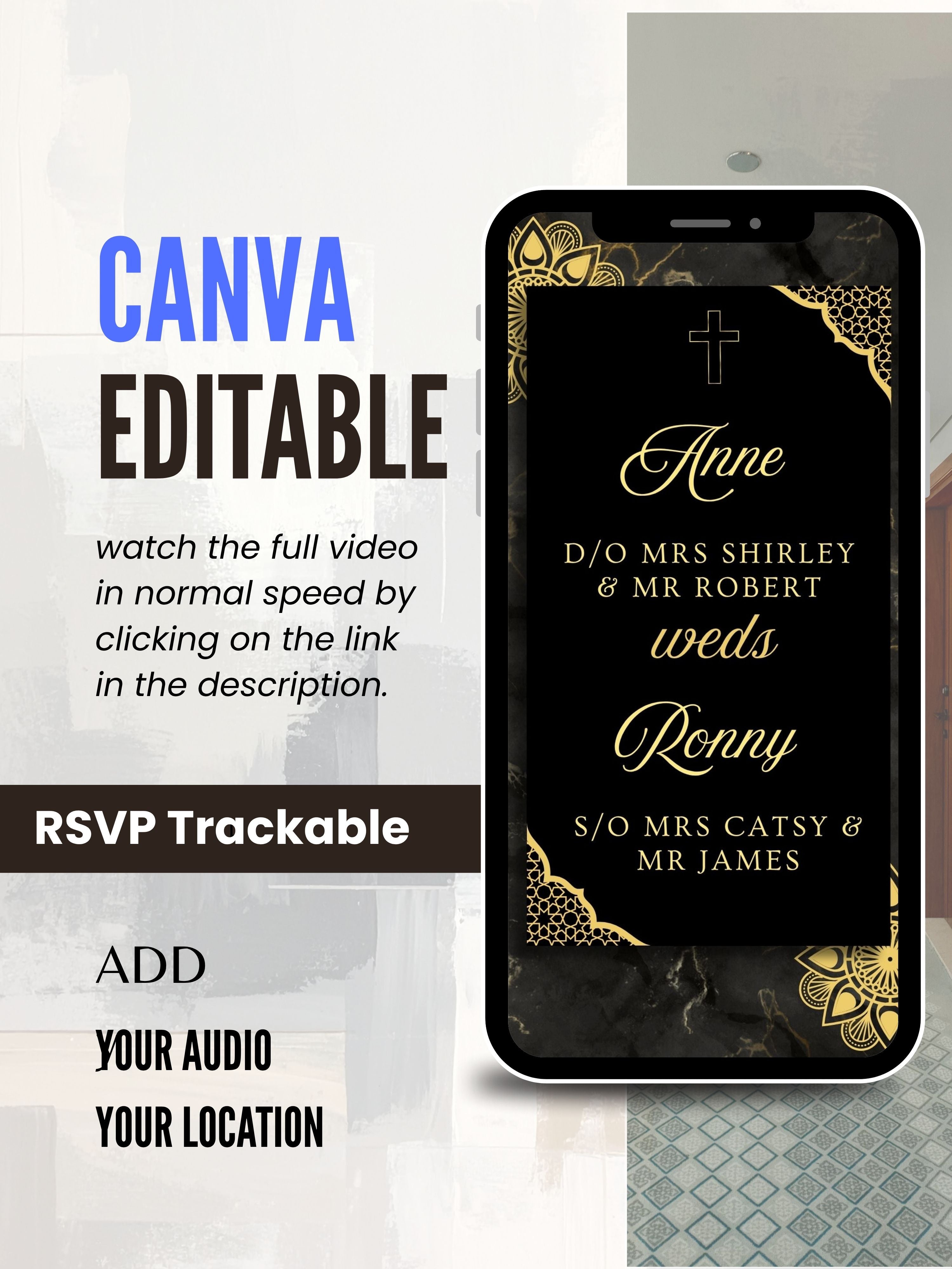 WI0012-CHURCH WEDDING Invitation Video Template | Editable Christian Wedding Invite |Digital Wedding Invitation |Wedding Video