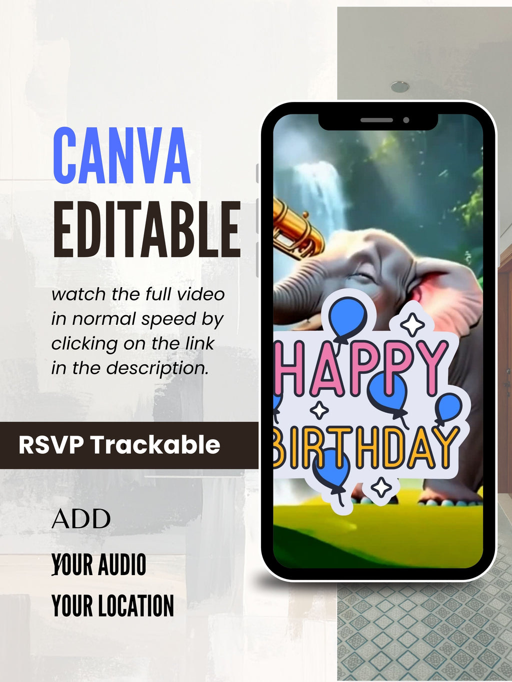 commercial use ANIMAL THEME Birthday Invitation Video | Editable Canva pro Template | Kids Party Invite | ki34c
