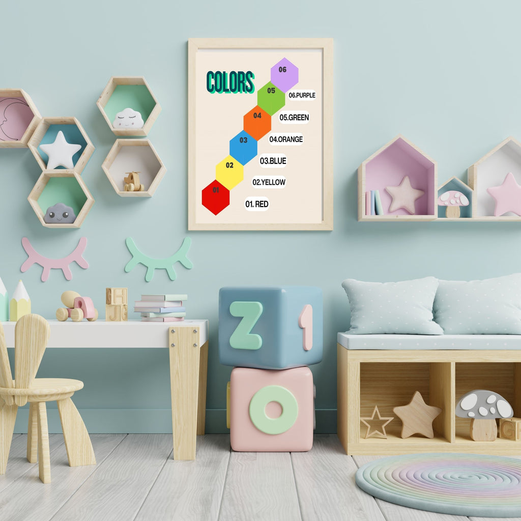 Color Learning Printable Art for Kids, Bright Nursery Poster