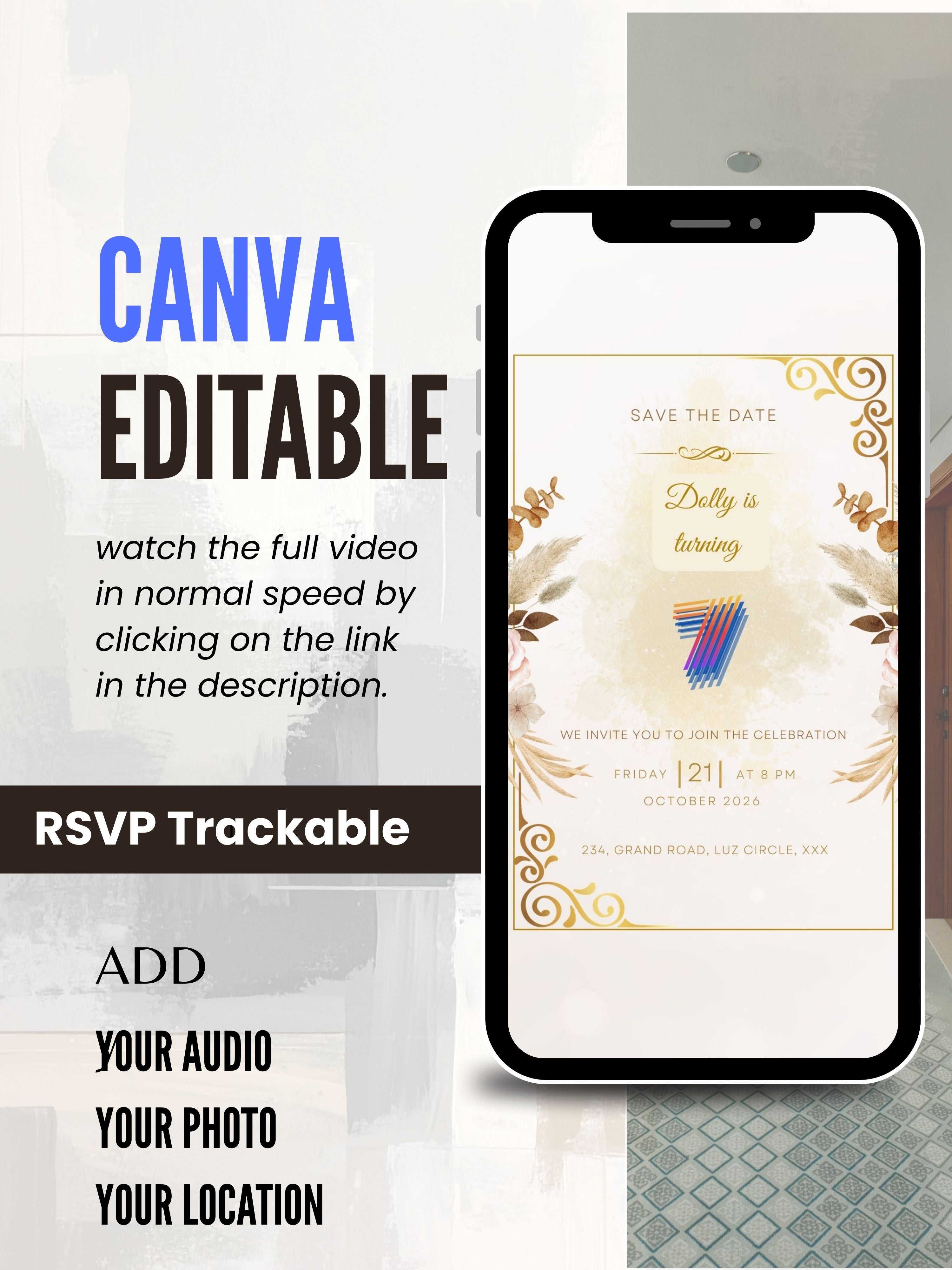 Commercial use NATURE THEME Editable Birthday Video Invitation | Canva Pro Template | Woodland Kids Party Invite | Instant Download|ki15c