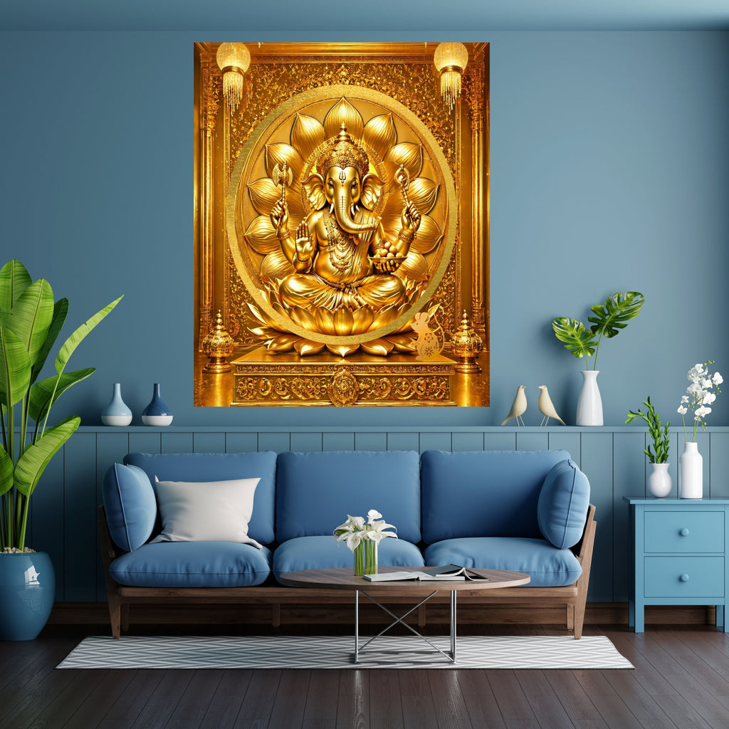 Luxury Lord Ganesha Wall Art Printable | Ganapathi Digital Download | Hindu God Decor | Spiritual Poster | Ganesh Chaturthi Gift | 11 Sizes |sp3