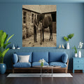 Vintage Horse Farmhouse Wall Art for Commercial Use, Rustic Stable Scene for Etsy and POD
