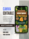 ANIMAL THEME Birthday Invitation Video | Editable Canva pro Template | Kids Party Invite | ki4