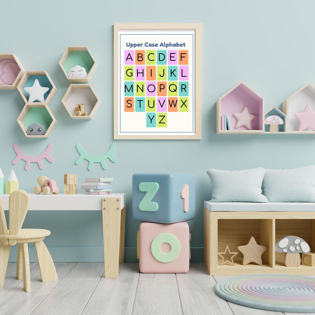 Alphabet Wall Art Printable, ABC Learning Poster, Kids Educational Decor, Nursery Wall Art, Preschool Classroom Print, Homeschool Decor, Digital Download|ke1-6