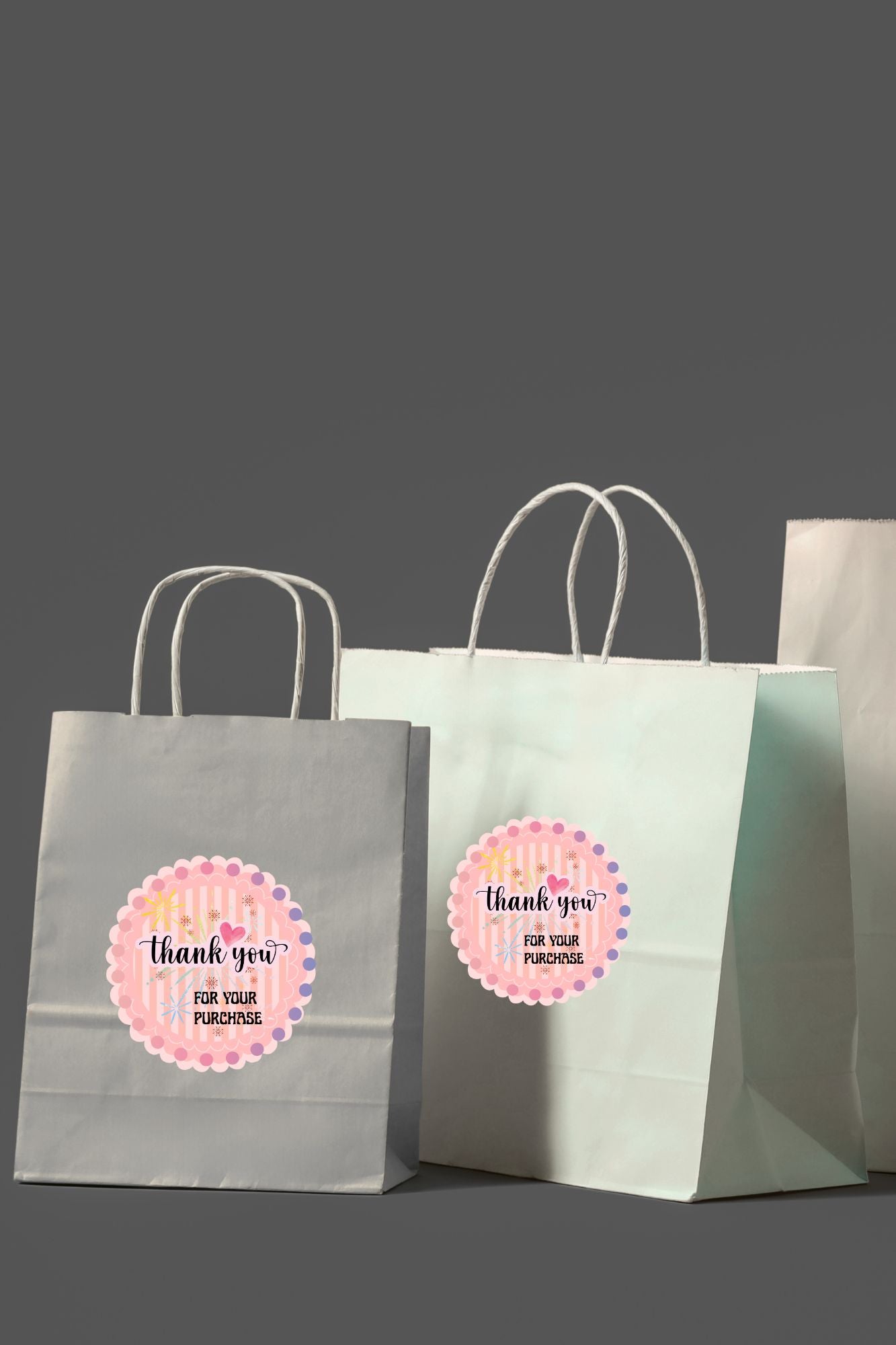 Printable Round Sticker Bundle | Thank You Stickers for Small Business | PNG + PDF Files | 1”, 1.5”, 2”, 2.5”, 3” Labels |Thank You Sticker Bundle|st4