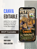 commercial use ANIMAL THEME Birthday Invitation Video | Editable Canva pro Template | Kids Party Invite | ki30c