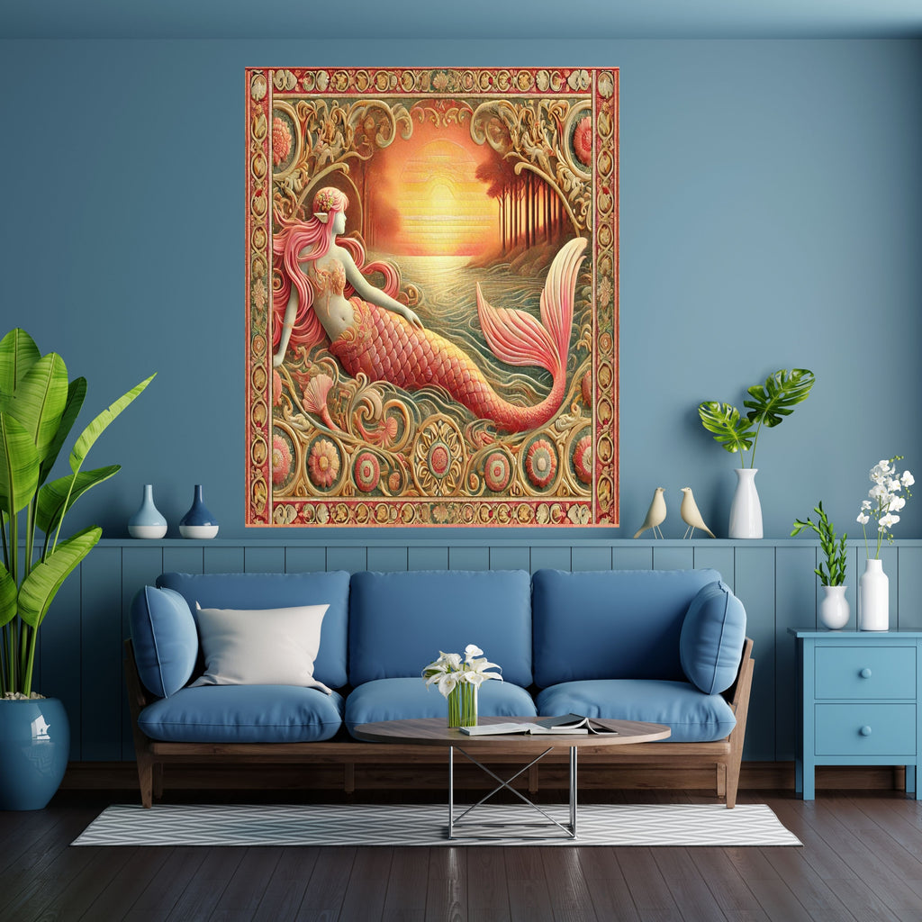 Mermaid Wall Art Printable, Mermaid Nursery Decor, Under the Sea Wall Hanging, Girls Room Decor, Ocean Theme Kids Wall Art, Mermaid Poster Printable, Instant Download|kwd4