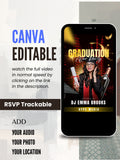 Editable GRADUATION PARTY Video Invitation | Canva Pro Template | Graduation Celebration Invite | Photo, Music, QR Code | Instant Download|ai13