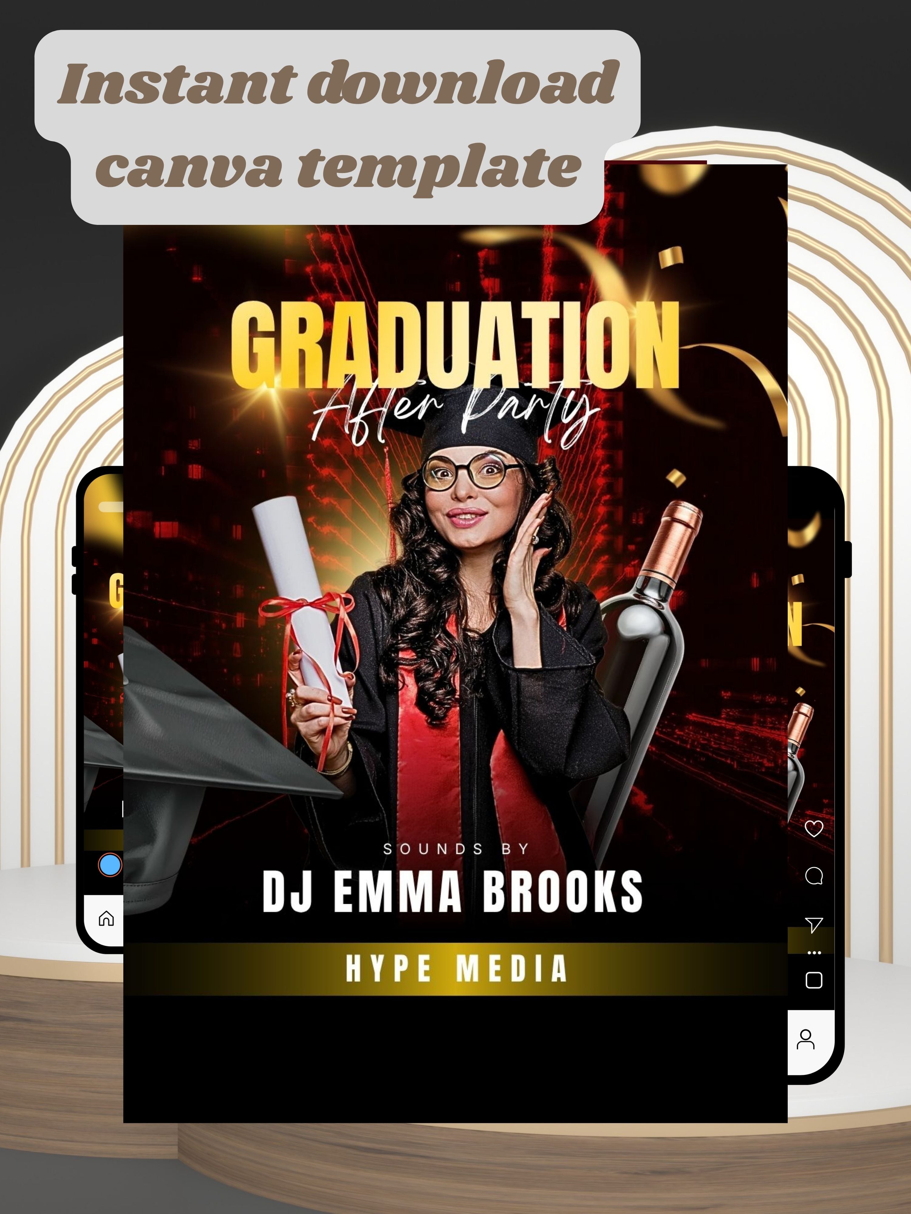 Editable GRADUATION PARTY Video Invitation | Canva Pro Template | Graduation Celebration Invite | Photo, Music, QR Code | Instant Download|ai13