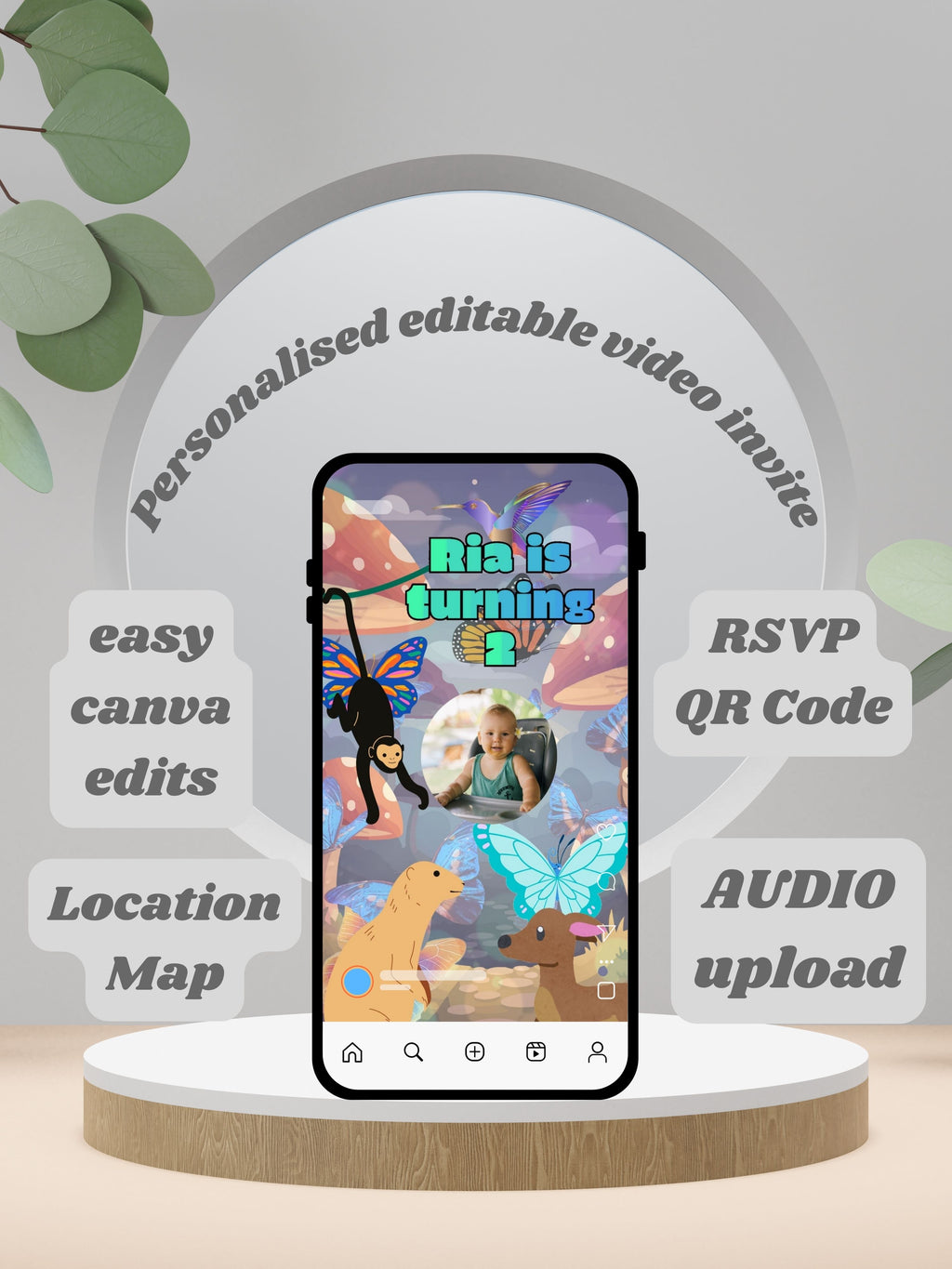 BUTTERFLY Birthday Invitation Video | Editable Canva pro Template | Kids Party Invite | Digital Download|ki43