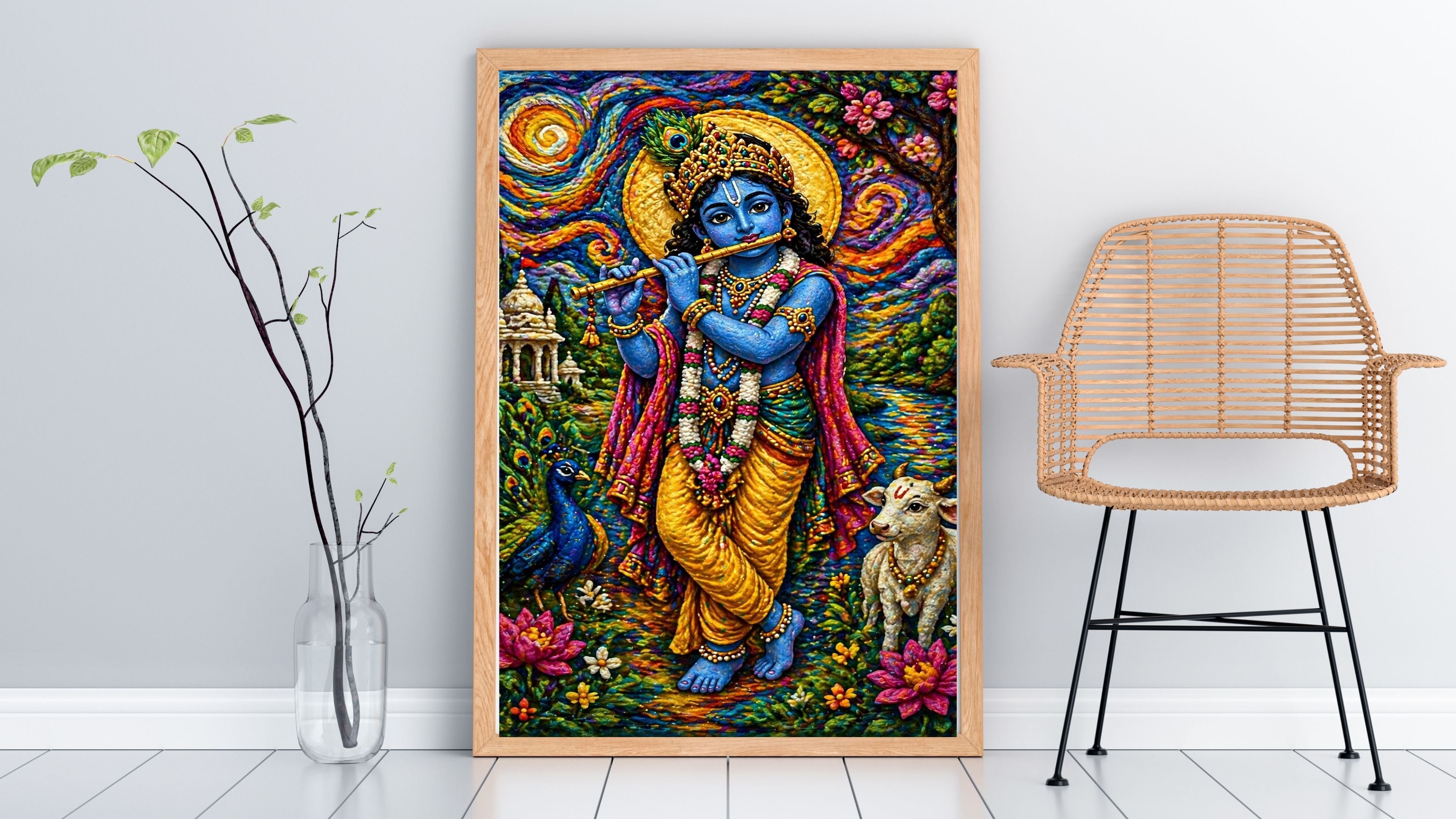 Commercial Use Lord Krishna Wall Art Bundle | Hindu Printable Decor | Commercial Use License Included | Spiritual Home Decor | Pooja Room Prints | Digital Download|sp50c