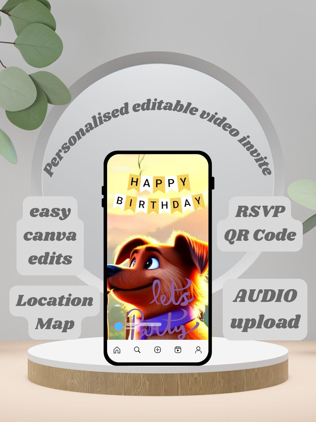commercial use ANIMAL THEME Birthday Invitation Video | Editable Canva pro Template | Kids Party Invite | ki25c