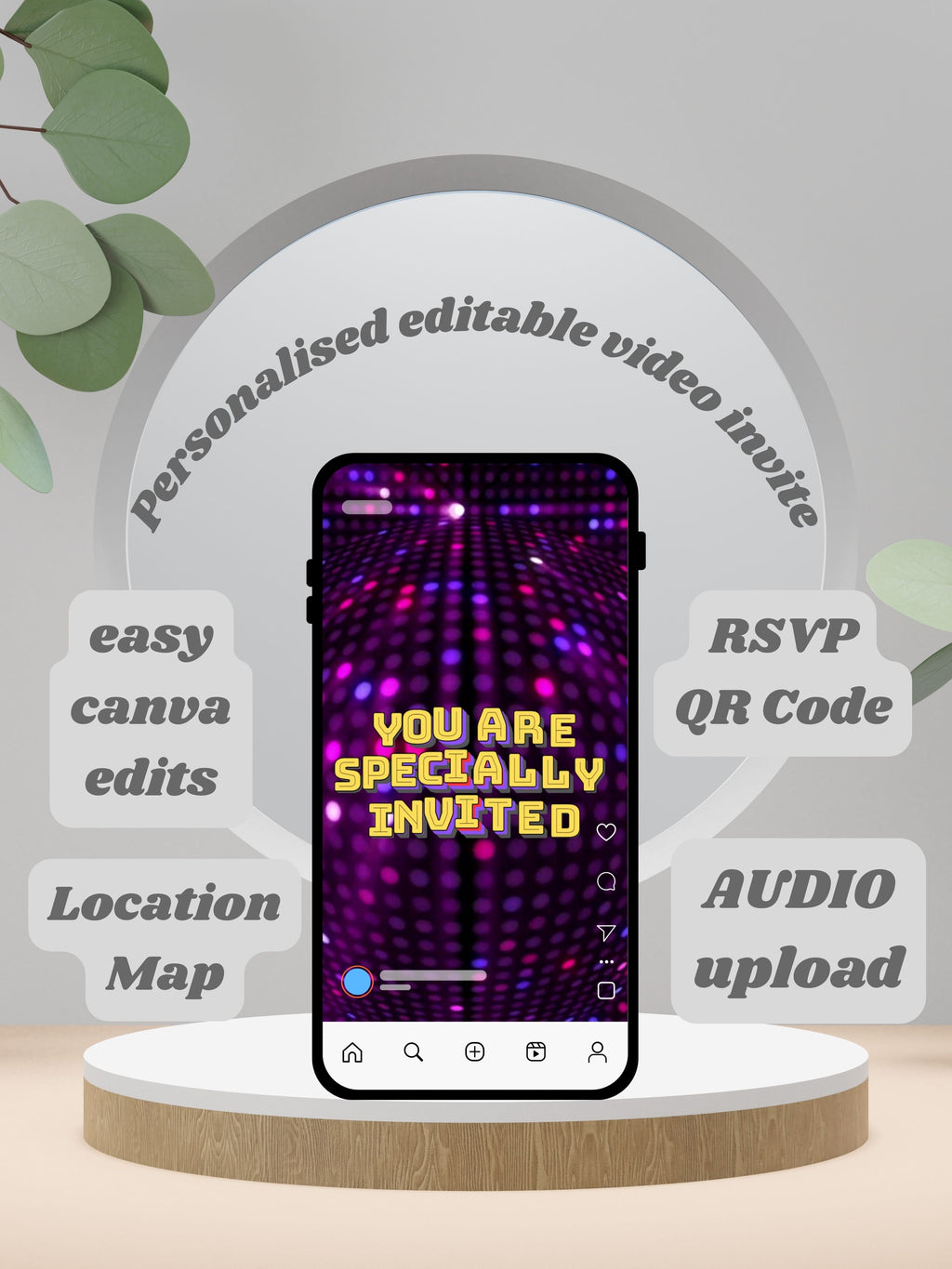 NEON Birthday Invitation Video | Editable Canva pro Template | Glow Party Invite | Digital Download|ki52