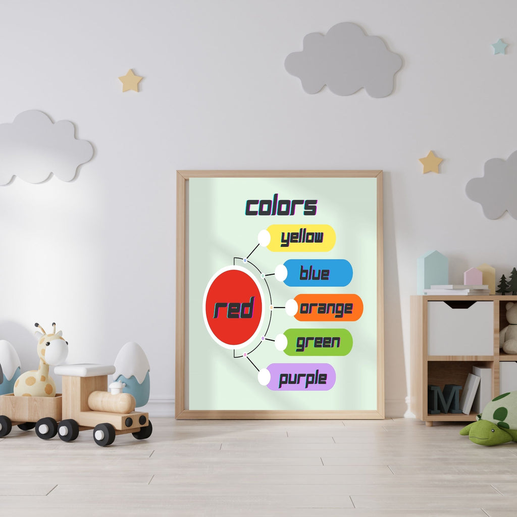 Printable Color Chart Wall Art for Kids, Nursery Learning Poster