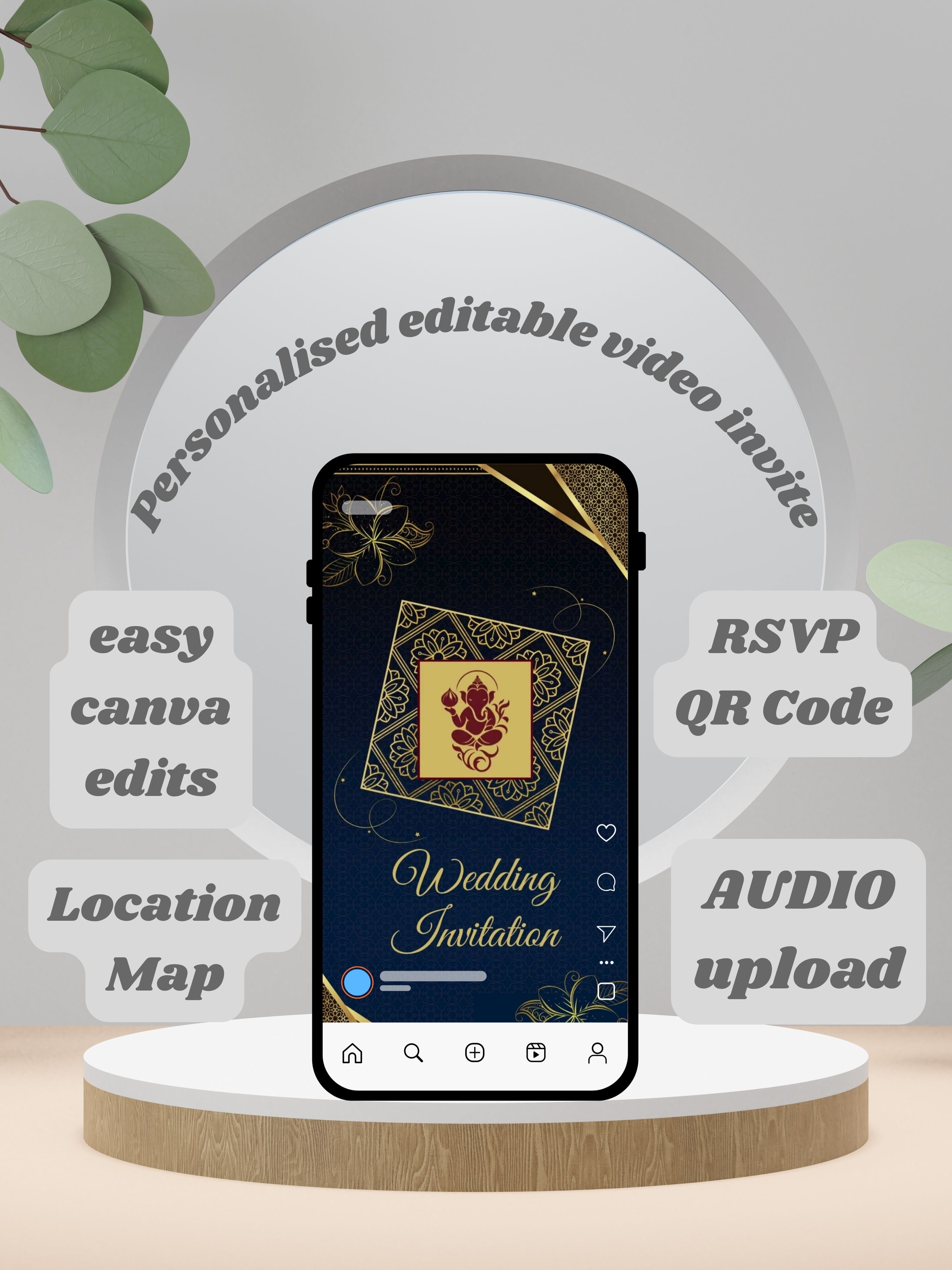 WI0006-HINDU WEDDING Invitation Video Template | Editable Indian Wedding Invite | Canva pro Digital Wedding Invitation | Luxury Save the Date | Wedding Video|wv6