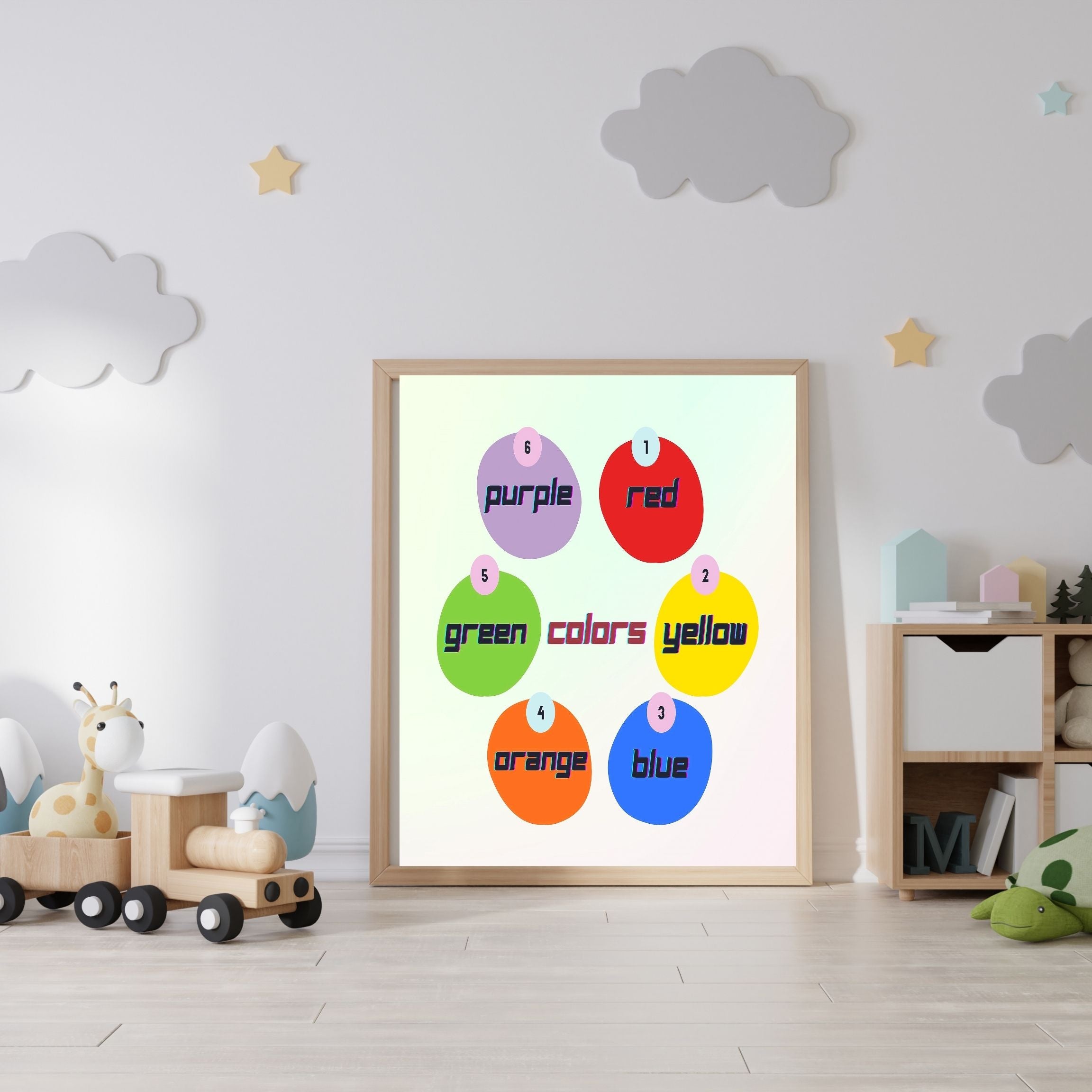 Learn Colors Wall Art for Kids | Educational Nursery Decor | Preschool Color Recognition Poster | Kids Printable Learning Art|ke3-5