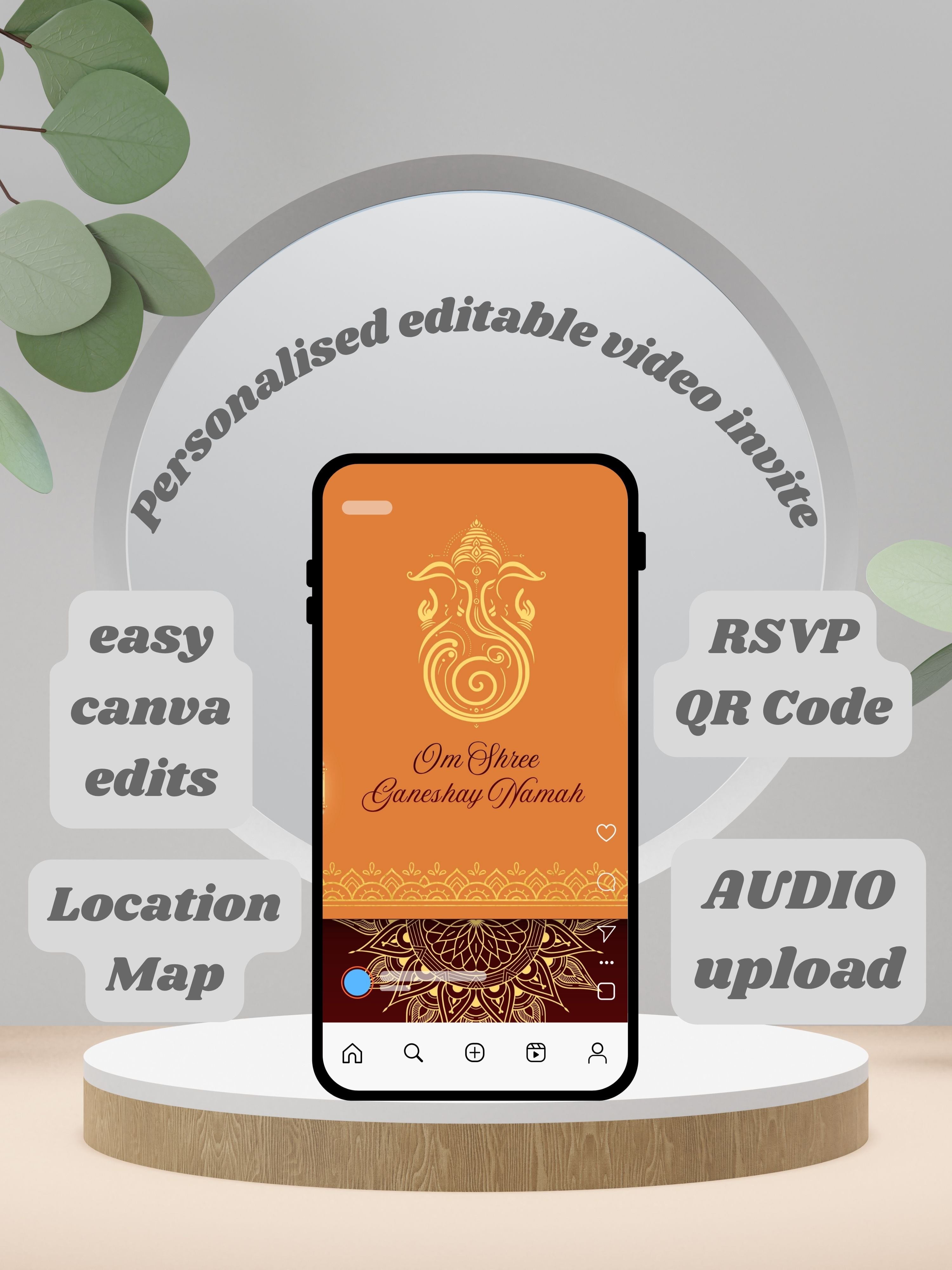 WI0021-HINDU WEDDING Invitation Video Template | Editable Indian Wedding Invite | Canva Digital Wedding Invitation | Luxury Save the Date | Wedding Video