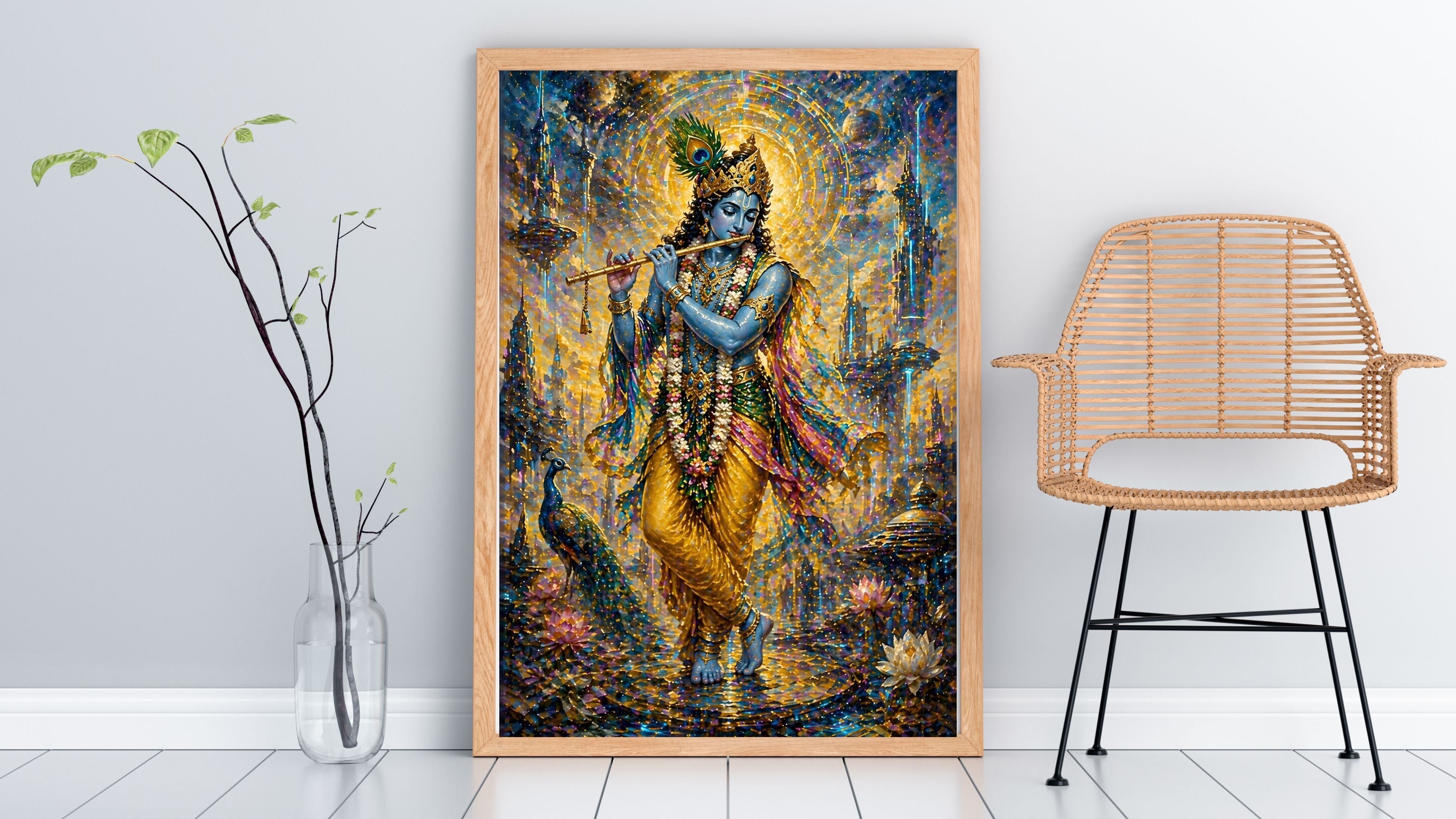 Commercial Use Lord Krishna Wall Art Bundle | Hindu Printable Decor | Commercial Use License Included | Spiritual Home Decor | Pooja Room Prints | Digital Download|sp69c