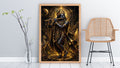 Dark Krishna Wall Art Printable | Black Gold Luxury Glow Bansuri Flute Peacock Halo Temple Moon Night | Hindu Spiritual Decor Modern Dark Aesthetic Devotional Gift
