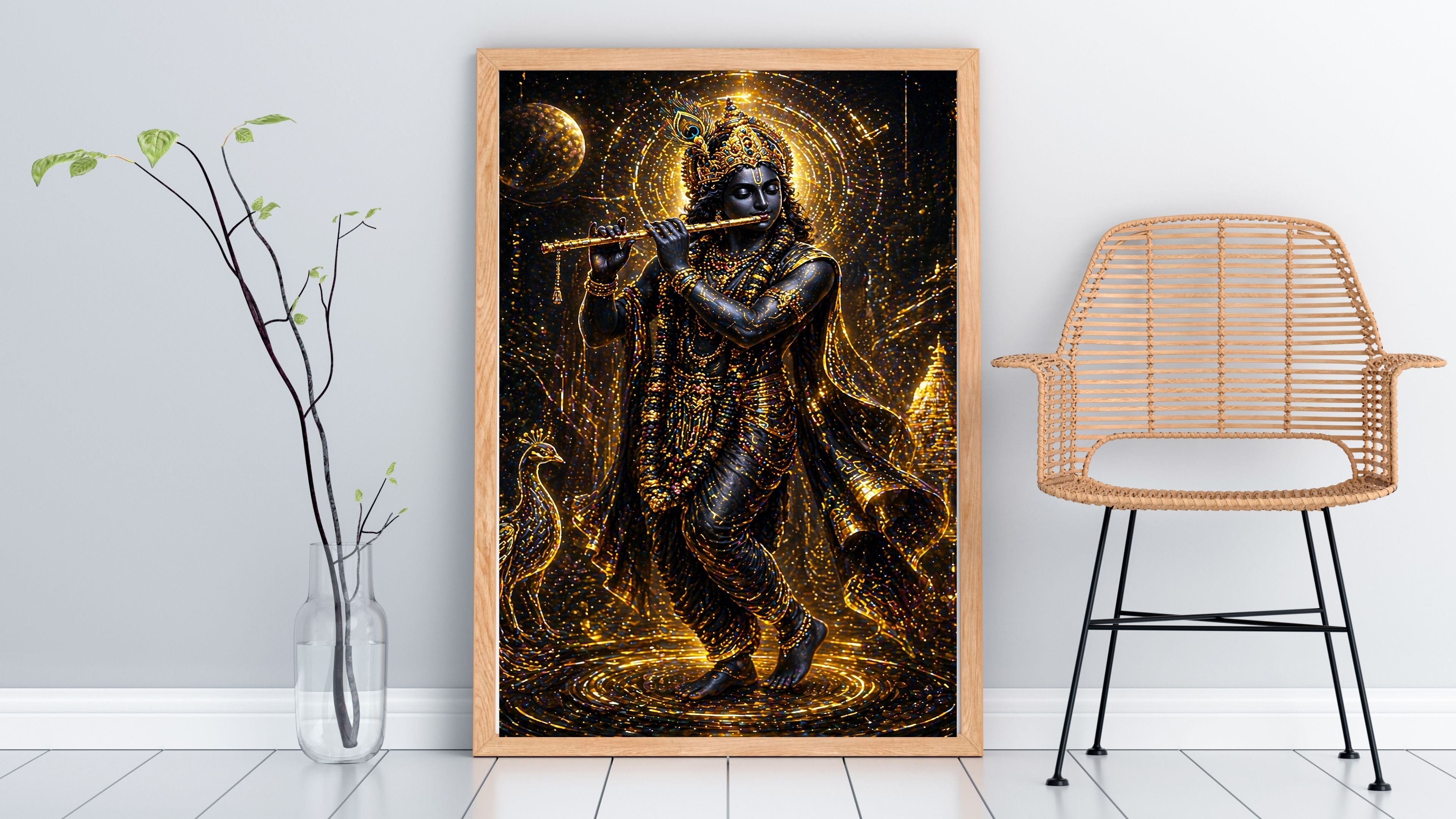 Lord Krishna Wall Art Printable, Krishna Digital Download, Hindu Wall Decor, Spiritual Home Decor, Pooja Room Art, Krishna Poster, Temple Artwork|sp55