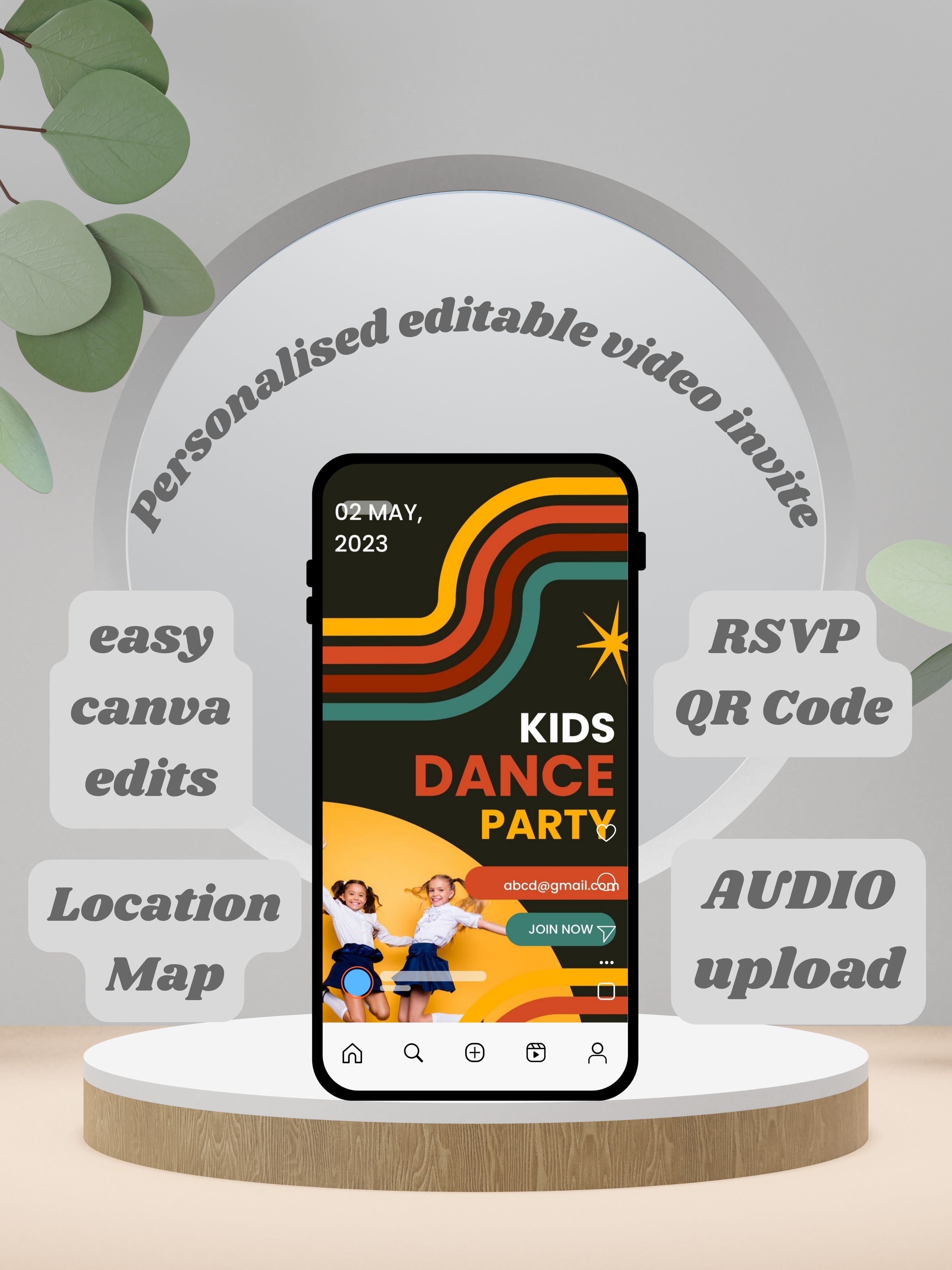 Commercial use DANCE join party Invitation Video | Editable Canva pro Template | Kids Party Invite | Digital Download|ki27c