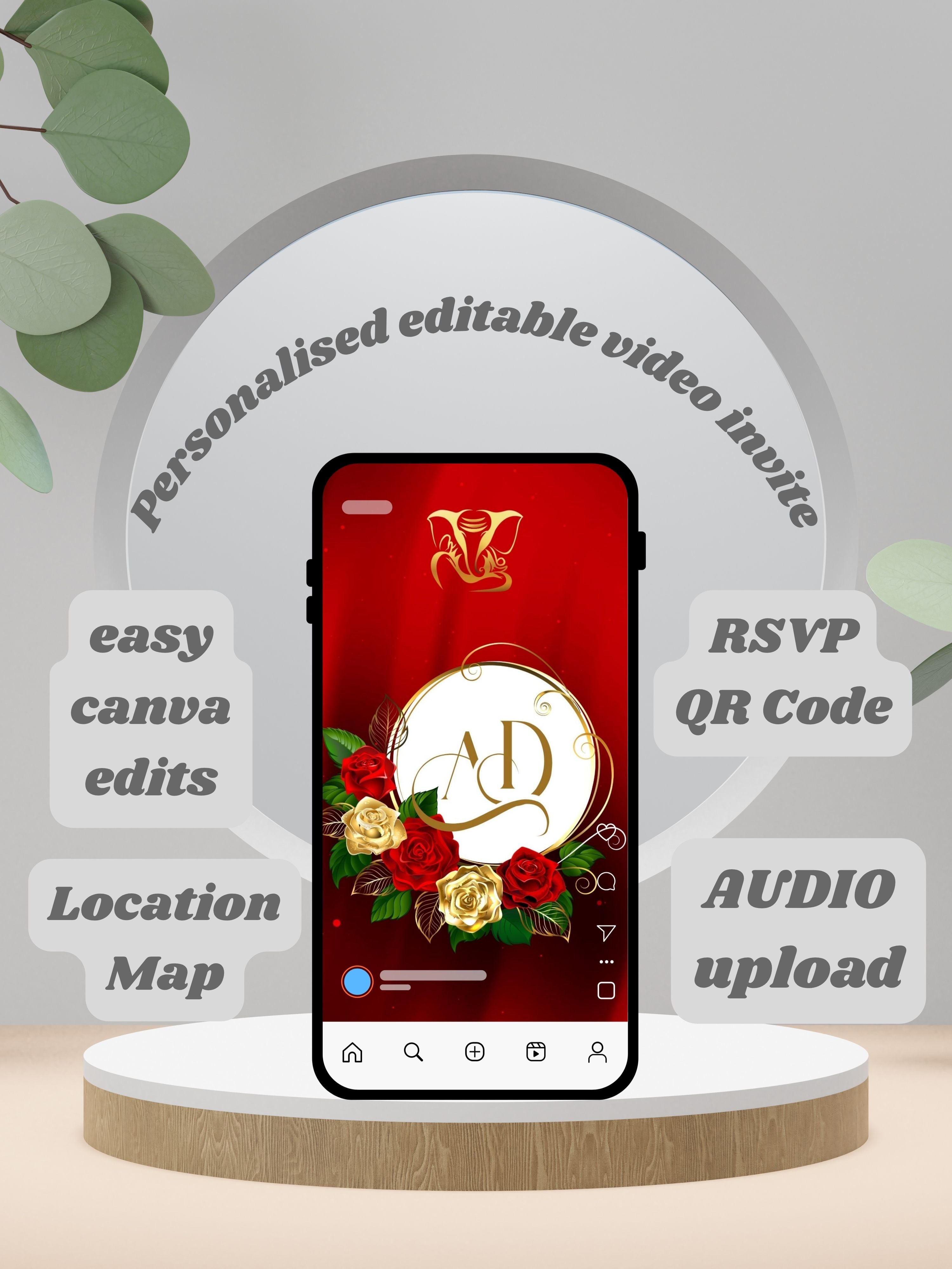 WI0014-HINDU WEDDING Invitation Video Template | Editable Indian Wedding Invite | Canva pro Digital Wedding Invitation | Luxury Save the Date | Wedding Video|wv14