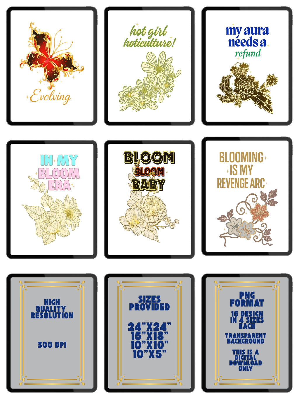 Modern PNG Design Bundle (Personal Use) | 15 Modern Graphic Designs | T-Shirt, Mug & Sublimation PNG Bundle | 4 Sizes Included | Instant Download|gr24