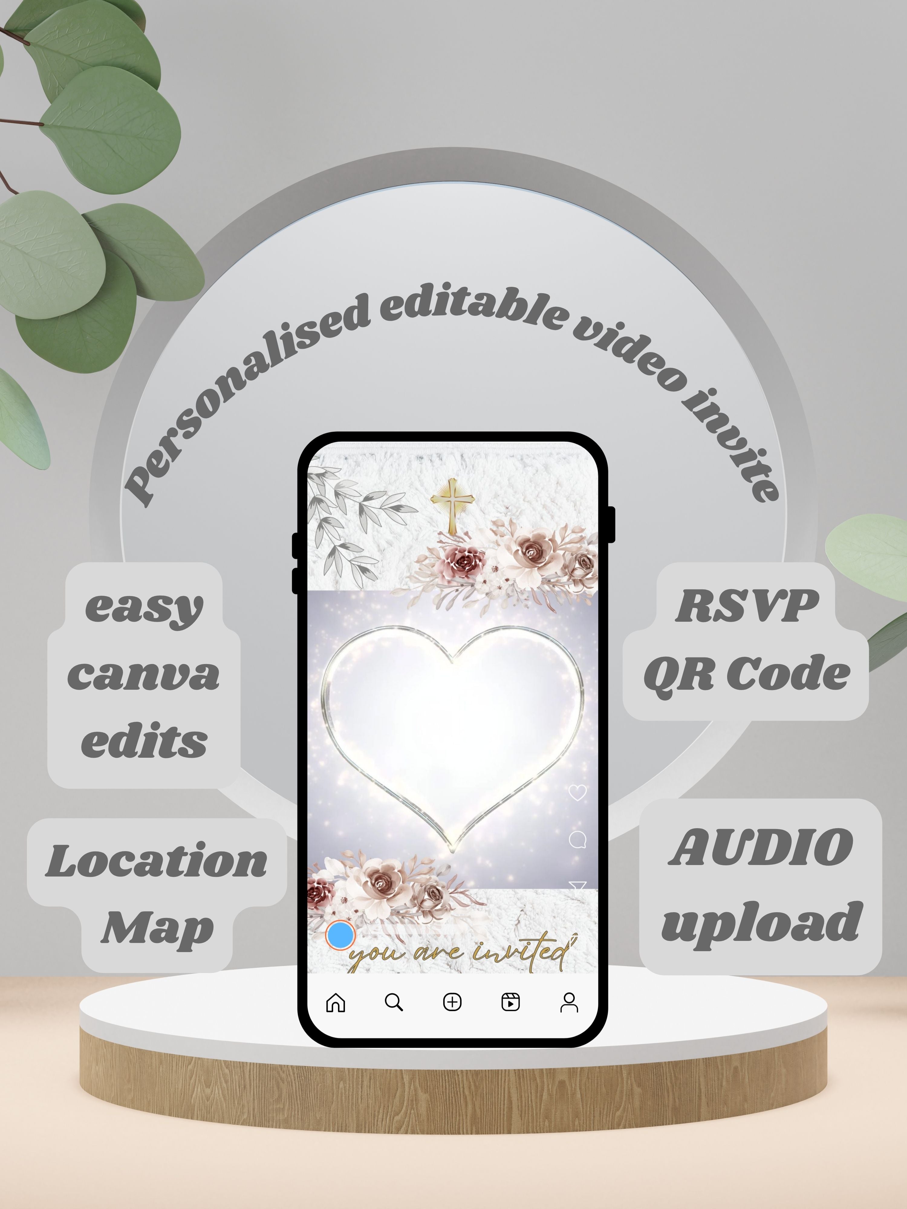 WI0016-CHURCH WEDDING Invitation Video Template | Editable Christian Wedding Invite |Digital Wedding Invitation |Wedding Video