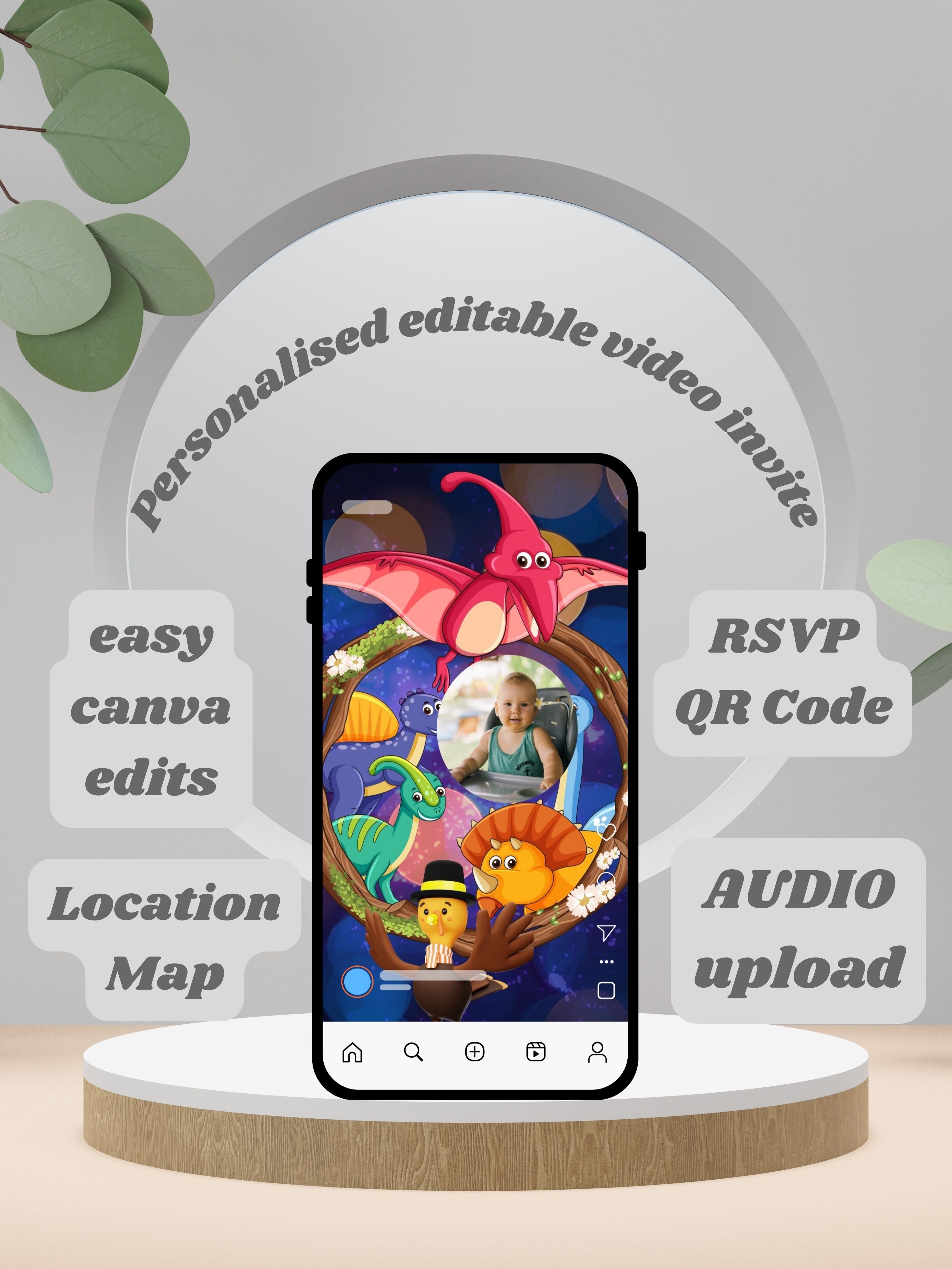 commercial use ANIMAL THEME Birthday Invitation Video | Editable Canva pro Template | Kids Party Invite | ki44c