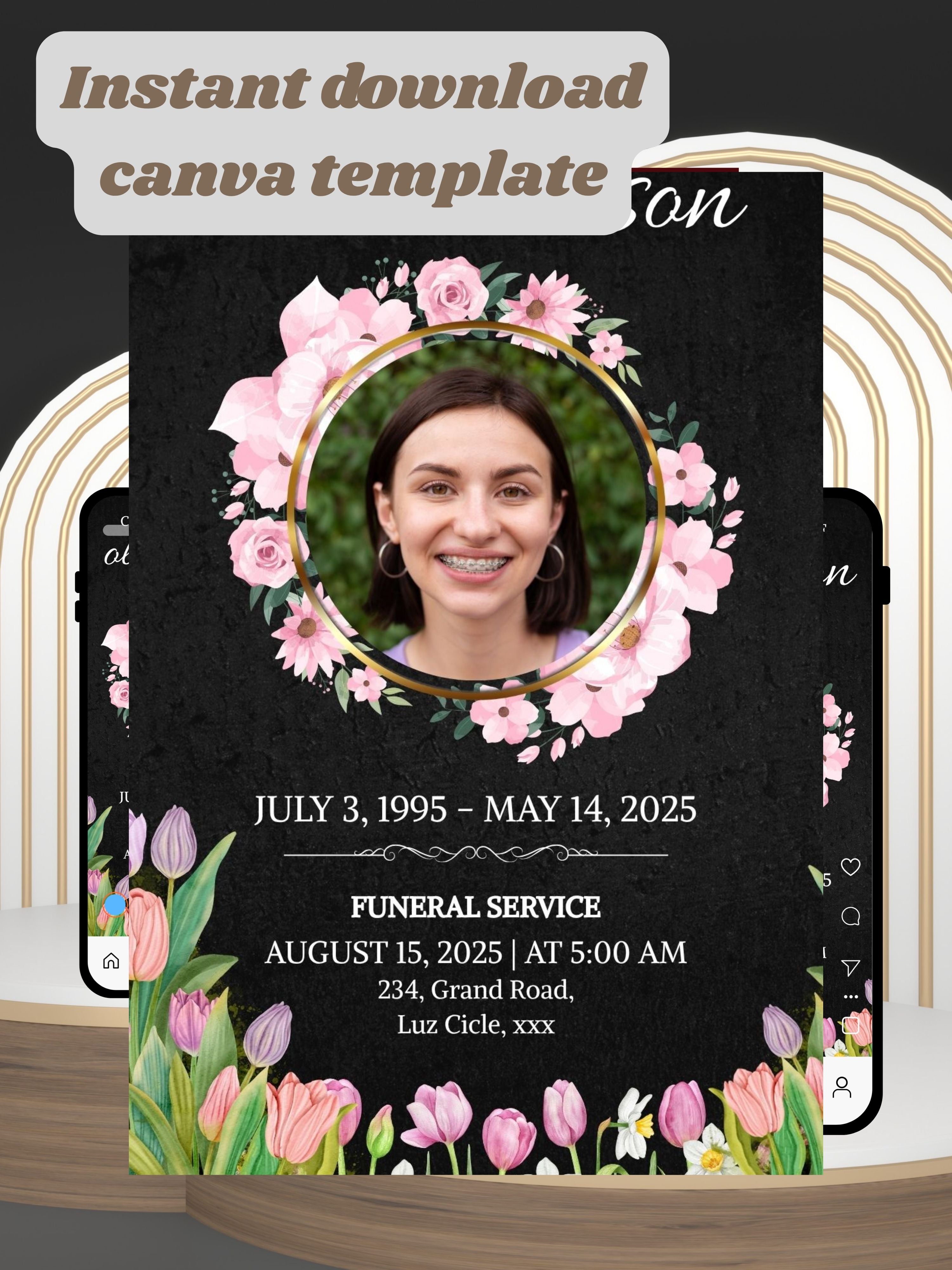 Editable FUNERAL SERVICE Invitation Video Template | Canva Funeral Invite | In Loving Memory | Celebration of Life | Memorial Service | Instant Download|ai4