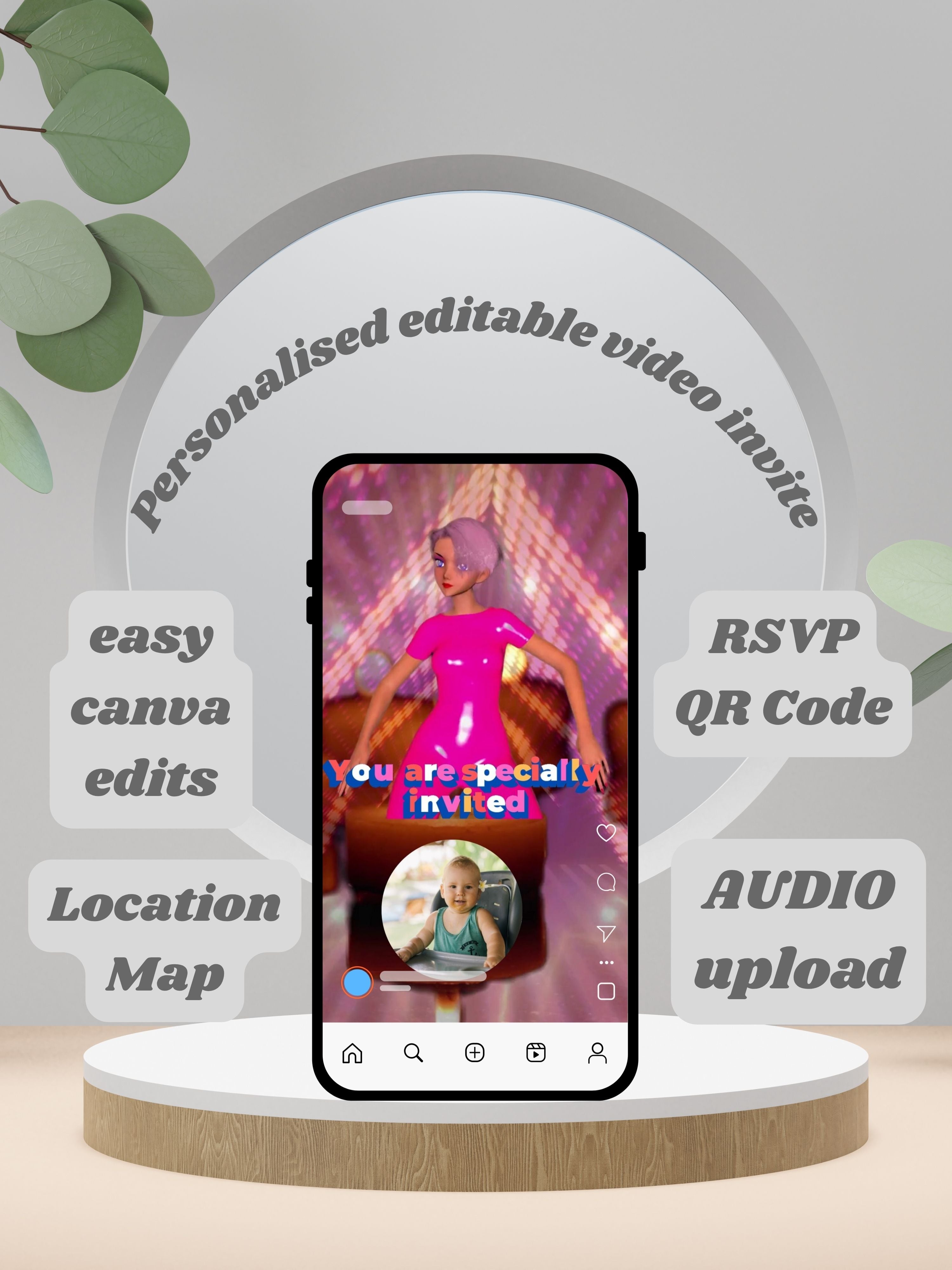 commercial use DANCE Birthday Invitation Video | Editable Canva pro Template | Kids Party Invite | Digital Download|ki45c