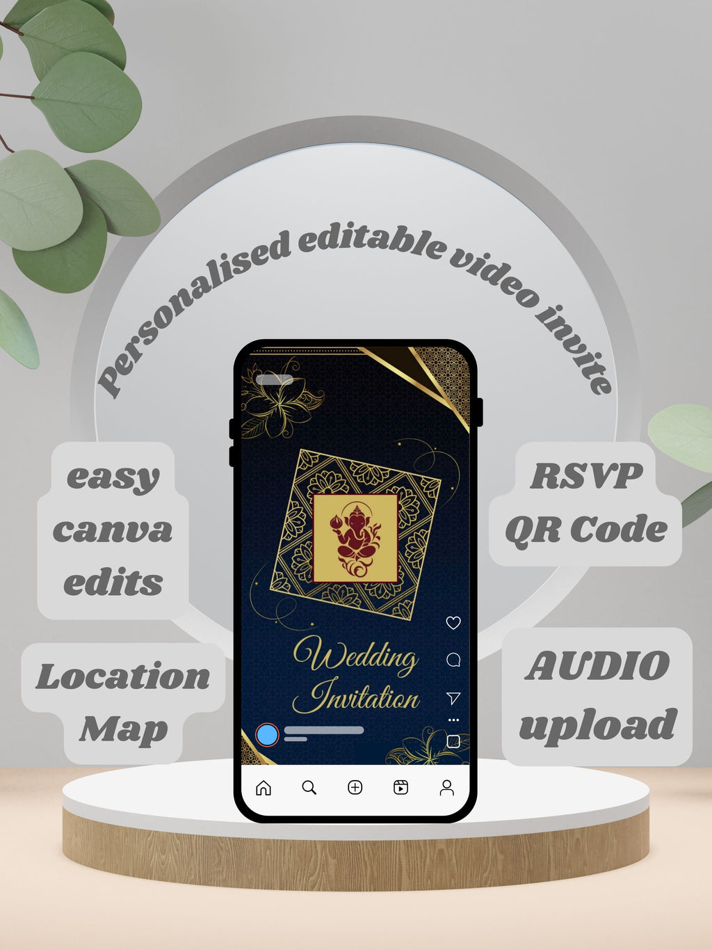 WI0006C-Commercial Use HINDU WEDDING Invitation Video Template | Editable Indian Wedding Invite | Canva pro Digital Wedding Invitation | Luxury Save the Date | Wedding Video