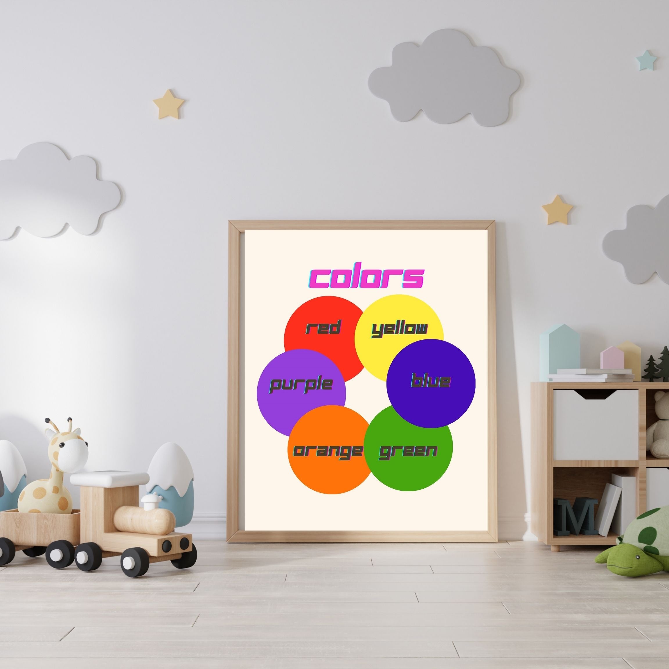 Learn Colors Wall Art for Kids | Educational Nursery Decor | Preschool Color Recognition Poster | Kids Printable Learning Art|ke3-2