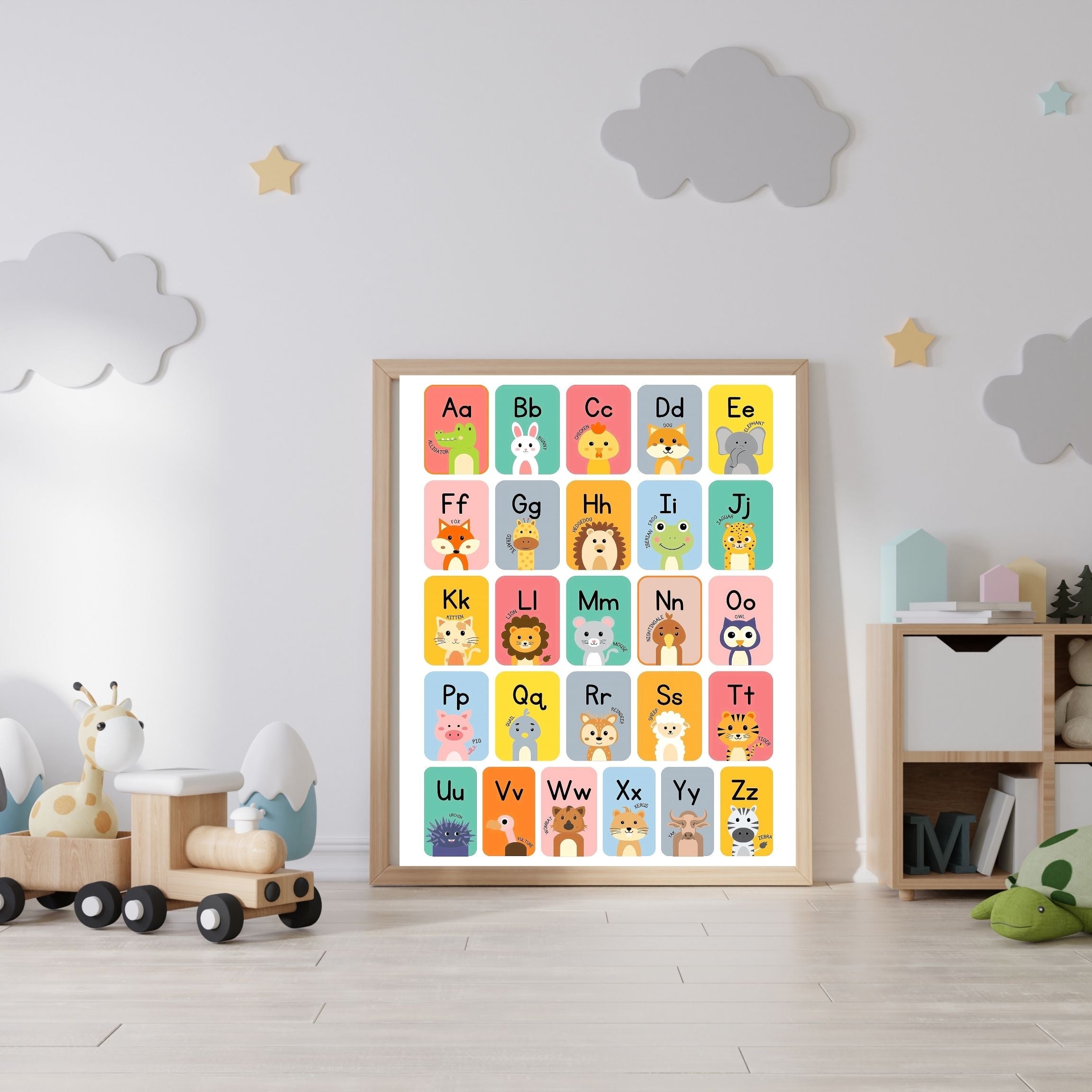 Alphabet Wall Art Printable, ABC Learning Poster, Kids Educational Decor, Nursery Wall Art, Preschool Classroom Print, Homeschool Decor, Digital Download|ke1-15
