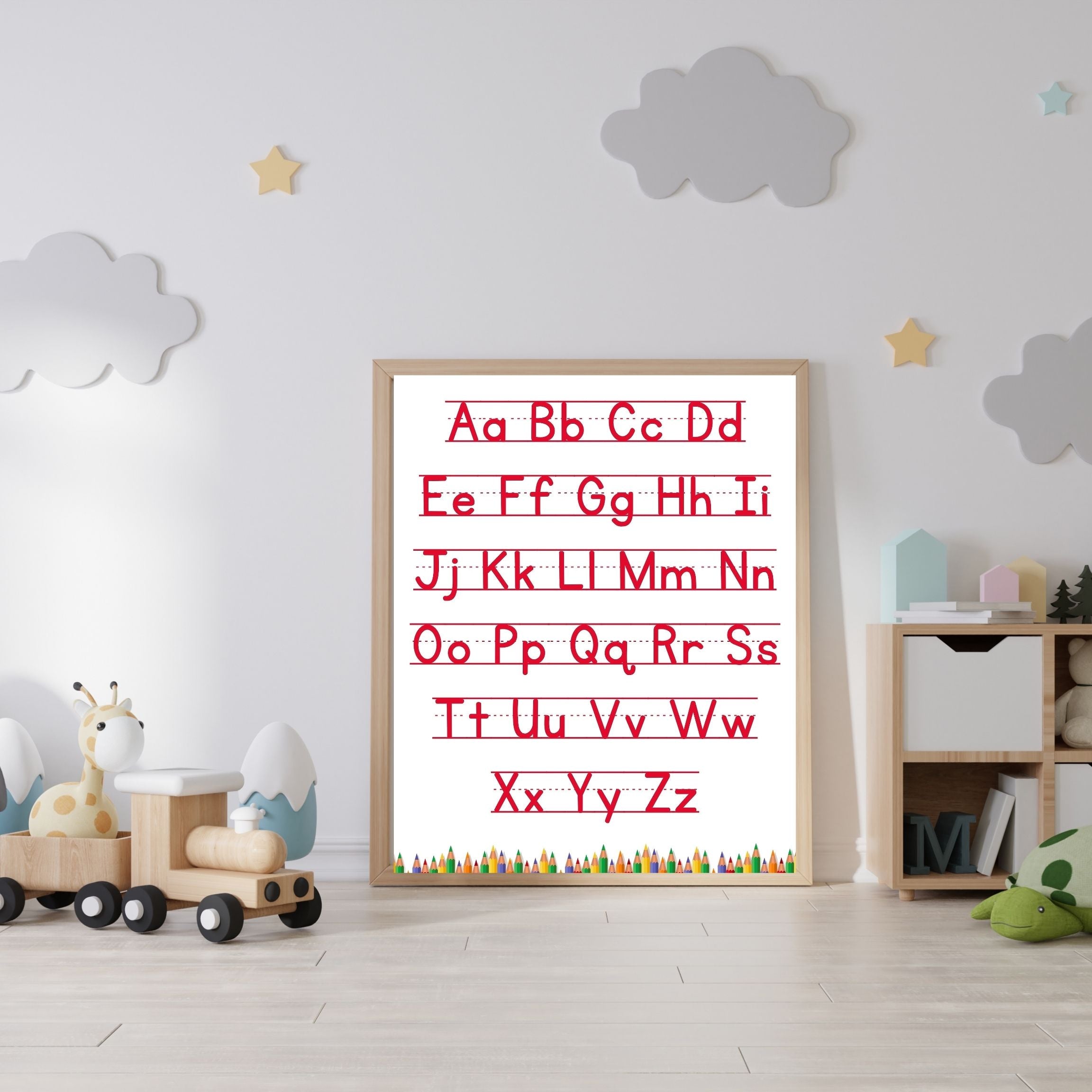 Alphabet Wall Art Printable, ABC Learning Poster, Kids Educational Decor, Nursery Wall Art, Preschool Classroom Print, Homeschool Decor, Digital Download|ke1-4