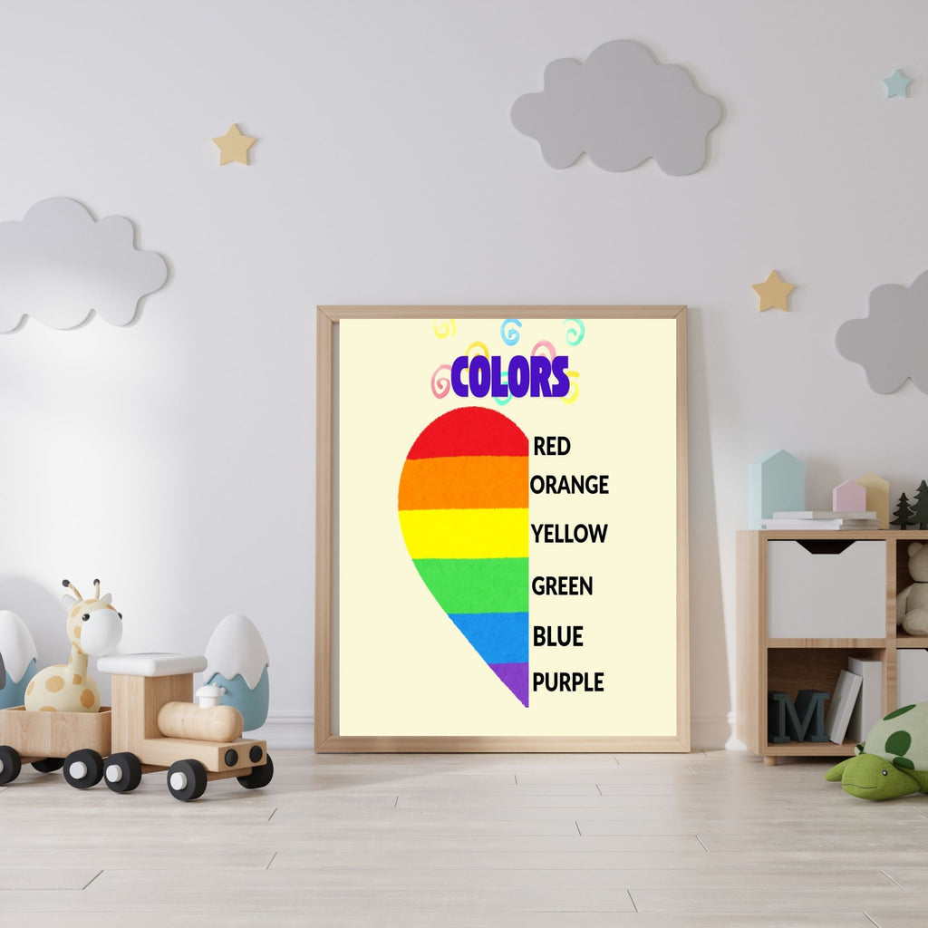 Kids Color Learning Poster, Printable Preschool Wall Art