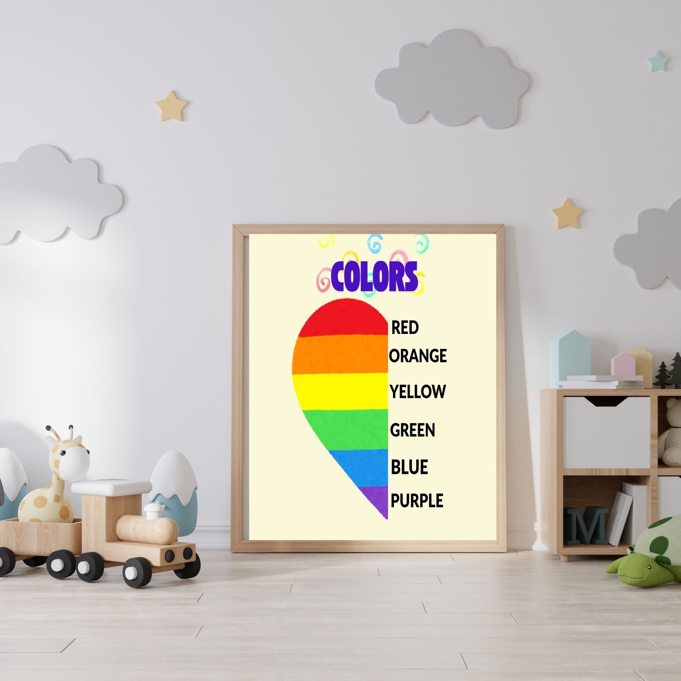 Learn Colors Wall Art for Kids | Educational Nursery Decor | Preschool Color Recognition Poster | Kids Printable Learning Art|ke3-14